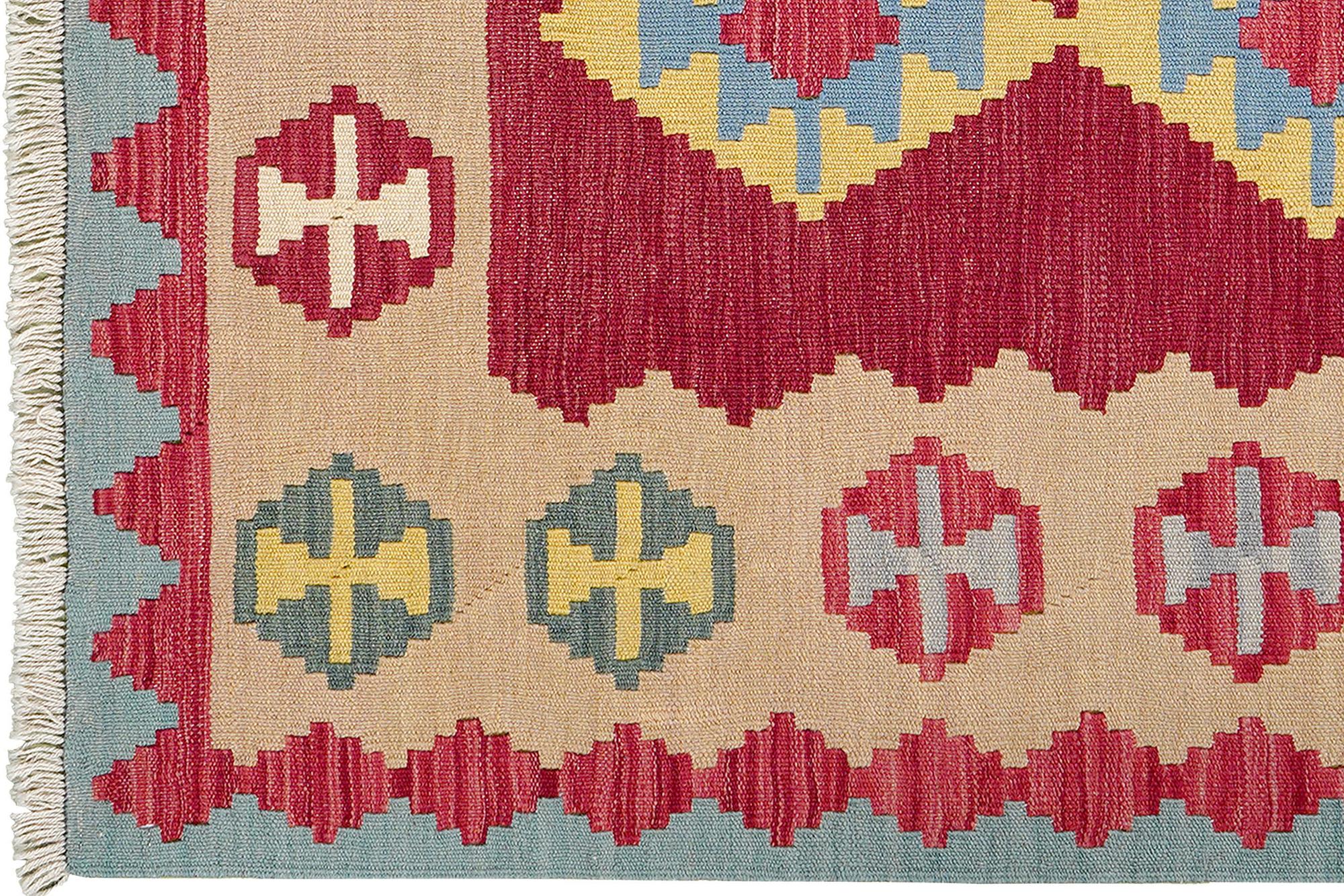 Tappeto Kilim Gashgai Lana Rosso 1