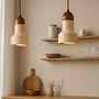 Swis Pendant Light Travertine Walnut Wood Brown 3