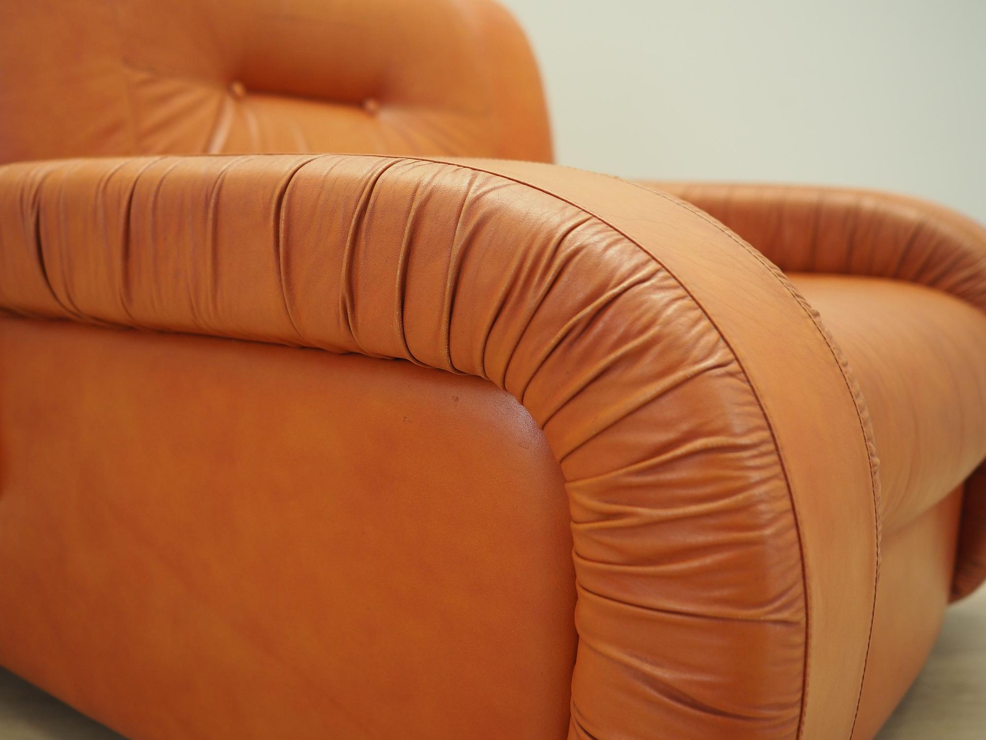 Sessel Leder Orange 1970er Jahre 9