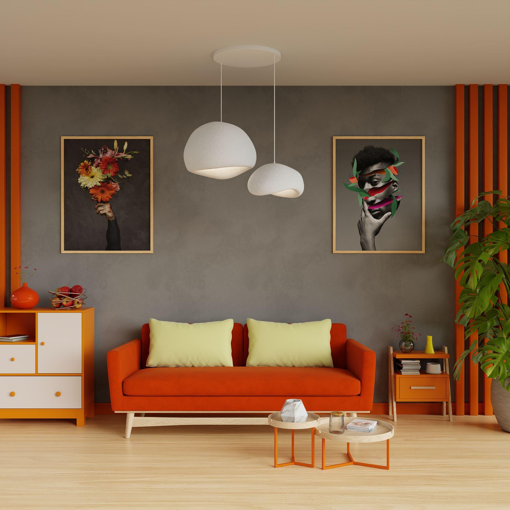 2-Flammig Wabi Sabi Rawbends Pendelleuchte Weiß 4