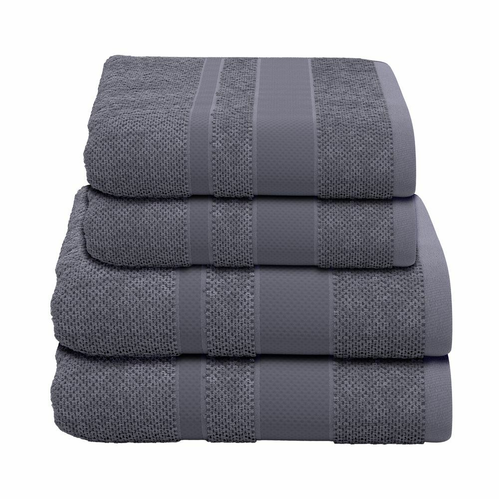 4-tlg. Handtuch-Set aus Baumwolle Grau Öko-Tex Standard 100 0