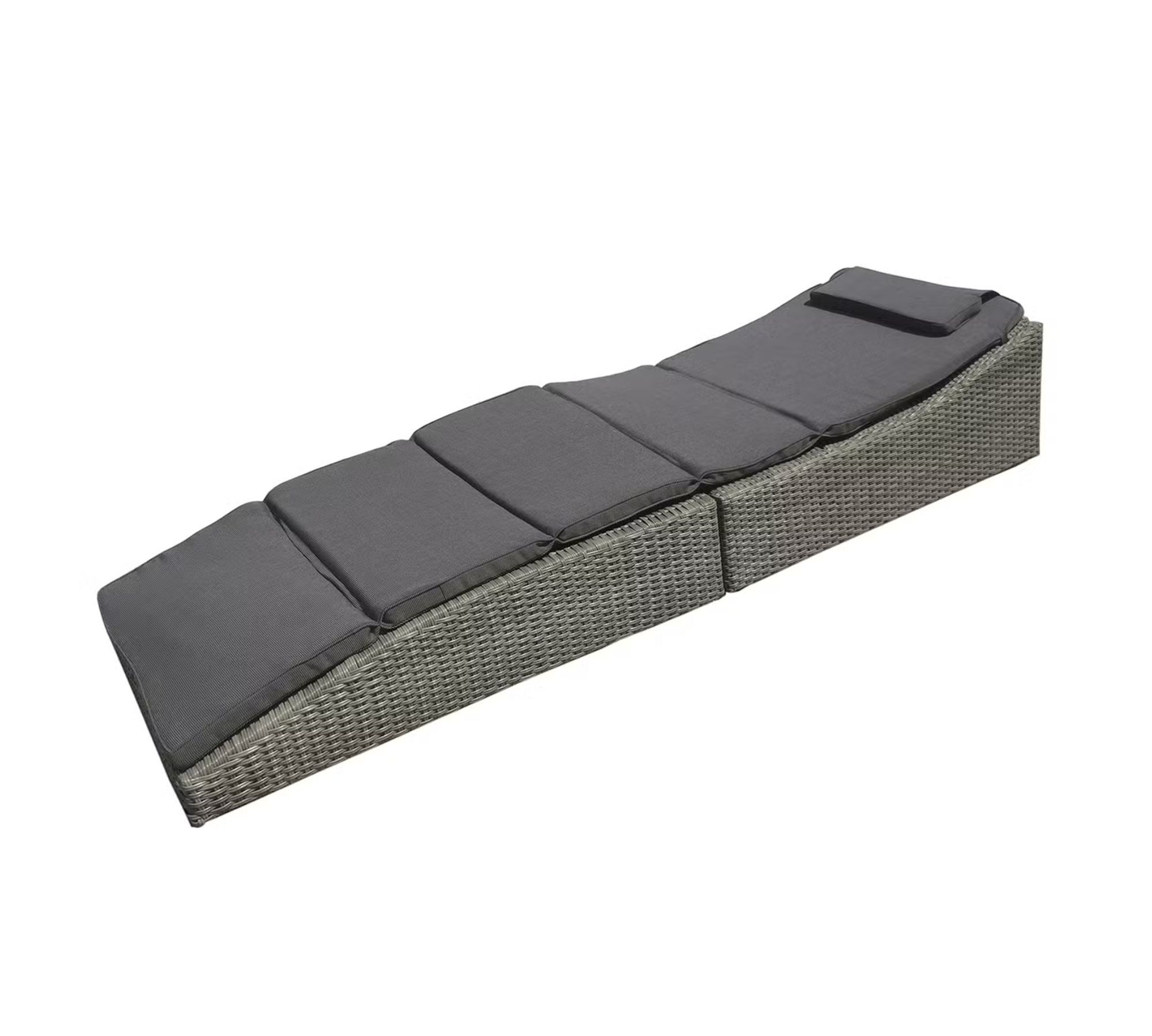 Sonnenliege Klappbar Polyrattan Grau 6