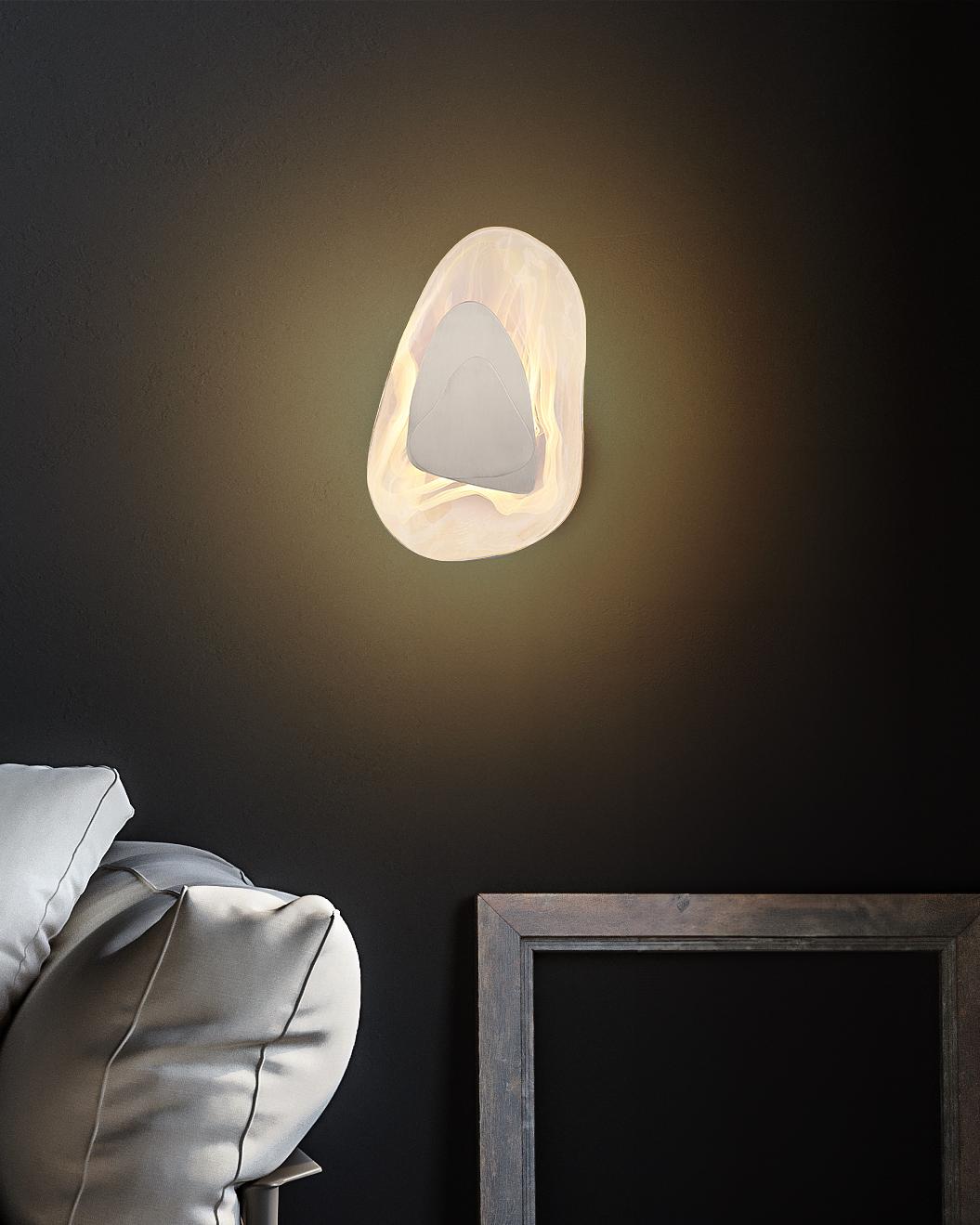 LED Wall Lamp Dorsey 1-Light Clear Glass Iron Beige 2