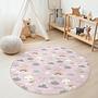 Cloud and rainbow children's rug Multicolored Ø120cm 3