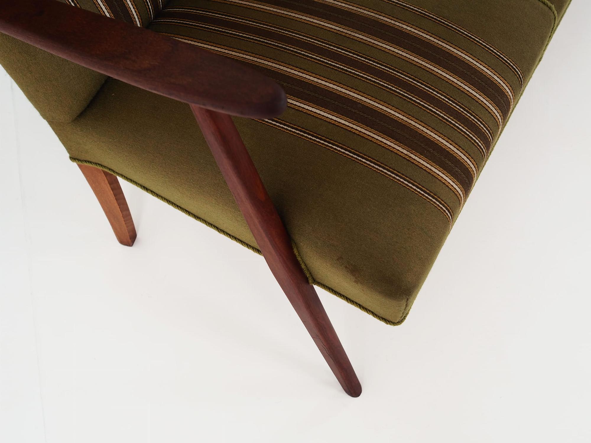 Vintage Sofa Teakholz Textil Grün 1960er Jahre  10