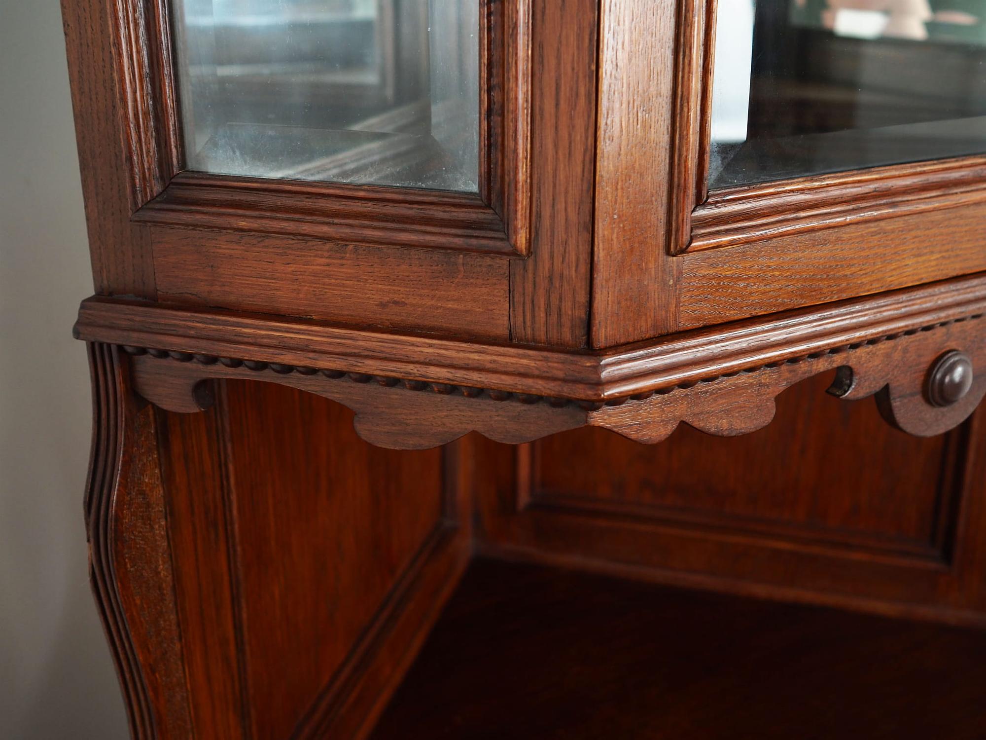 Vintage Eckschrank Eichenholz Braun 1950er Jahre 13