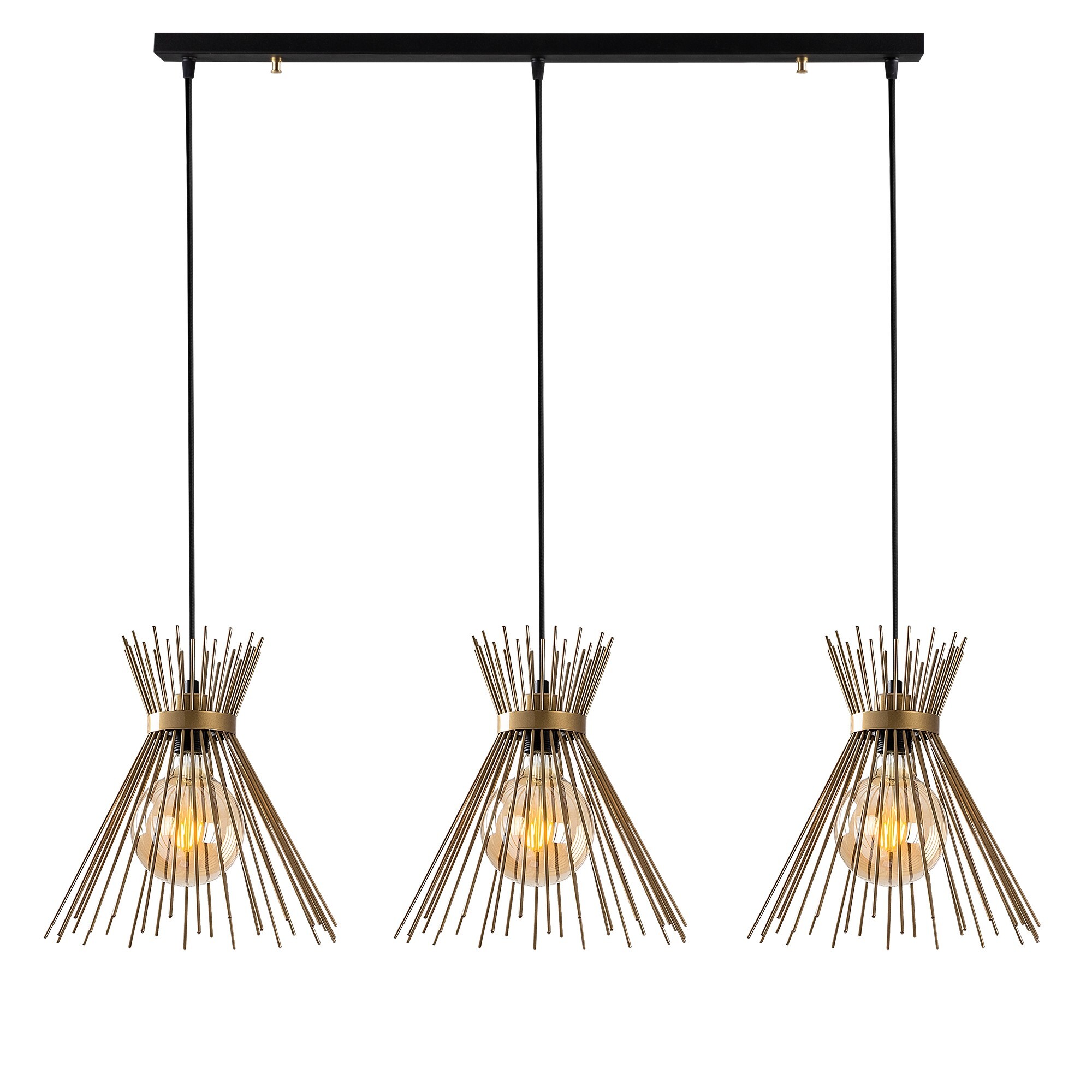 Pendant lamp 3 elements Adjustable height Black 3