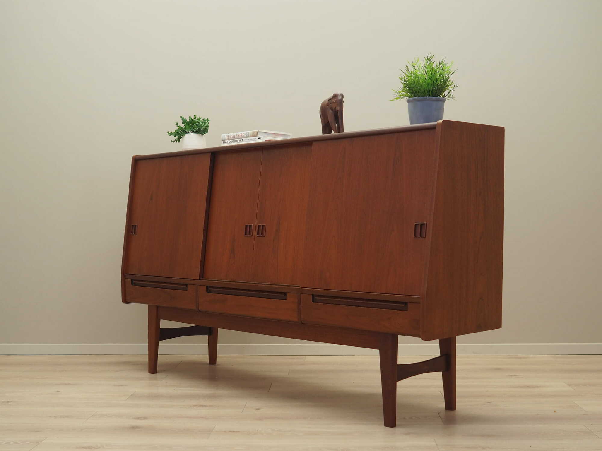 Vintage Highboard Teakholz Braun 1960er Jahre 3