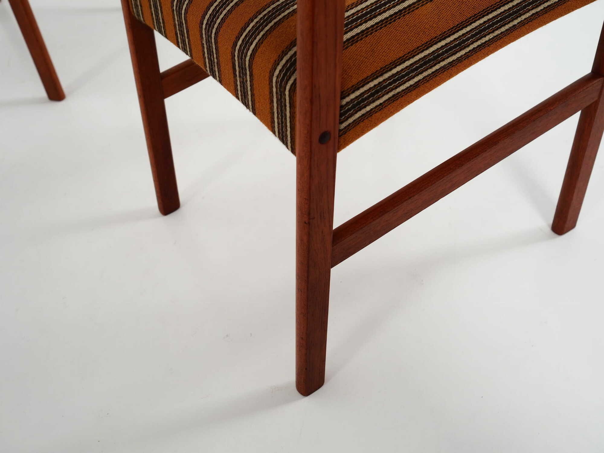 6x Vintage Chair Teak Wood Textile Brown 1970s 9