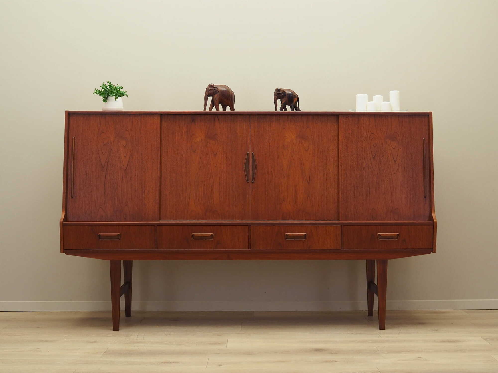 Highboard Teak Wood Brown 1960s 1