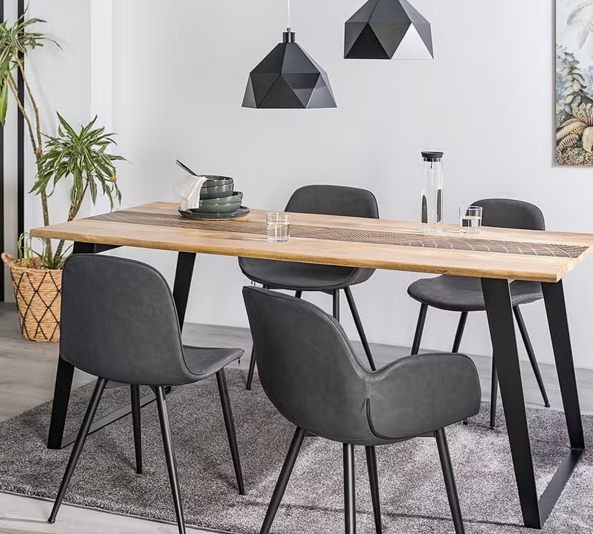 2x Chair Faux Leather Iron Anthracite 2