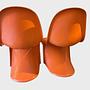 2x Vintage Panton Chair Orange 1970er Jahre 4