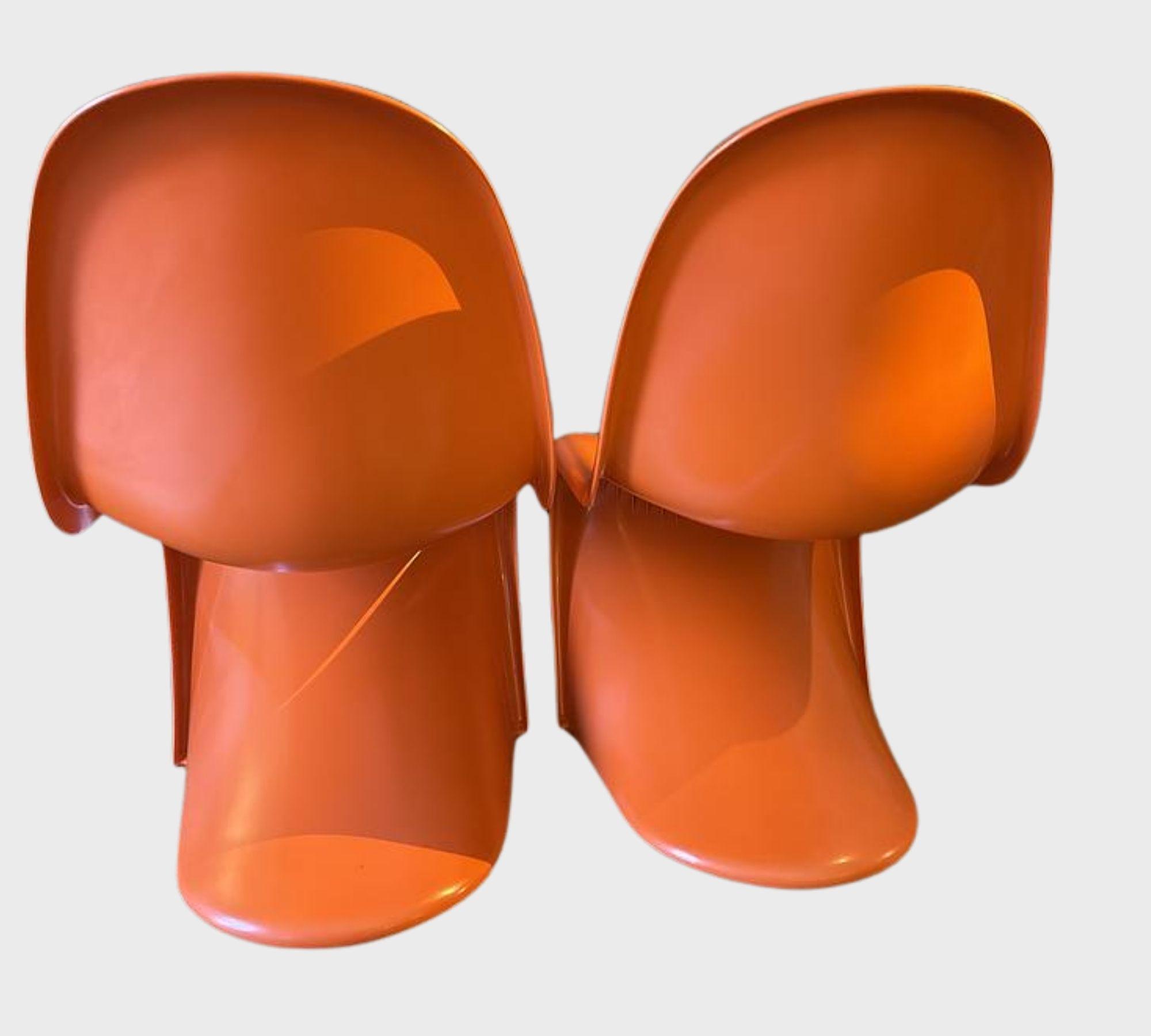 2x Vintage Panton Chair Orange 1970er Jahre 4