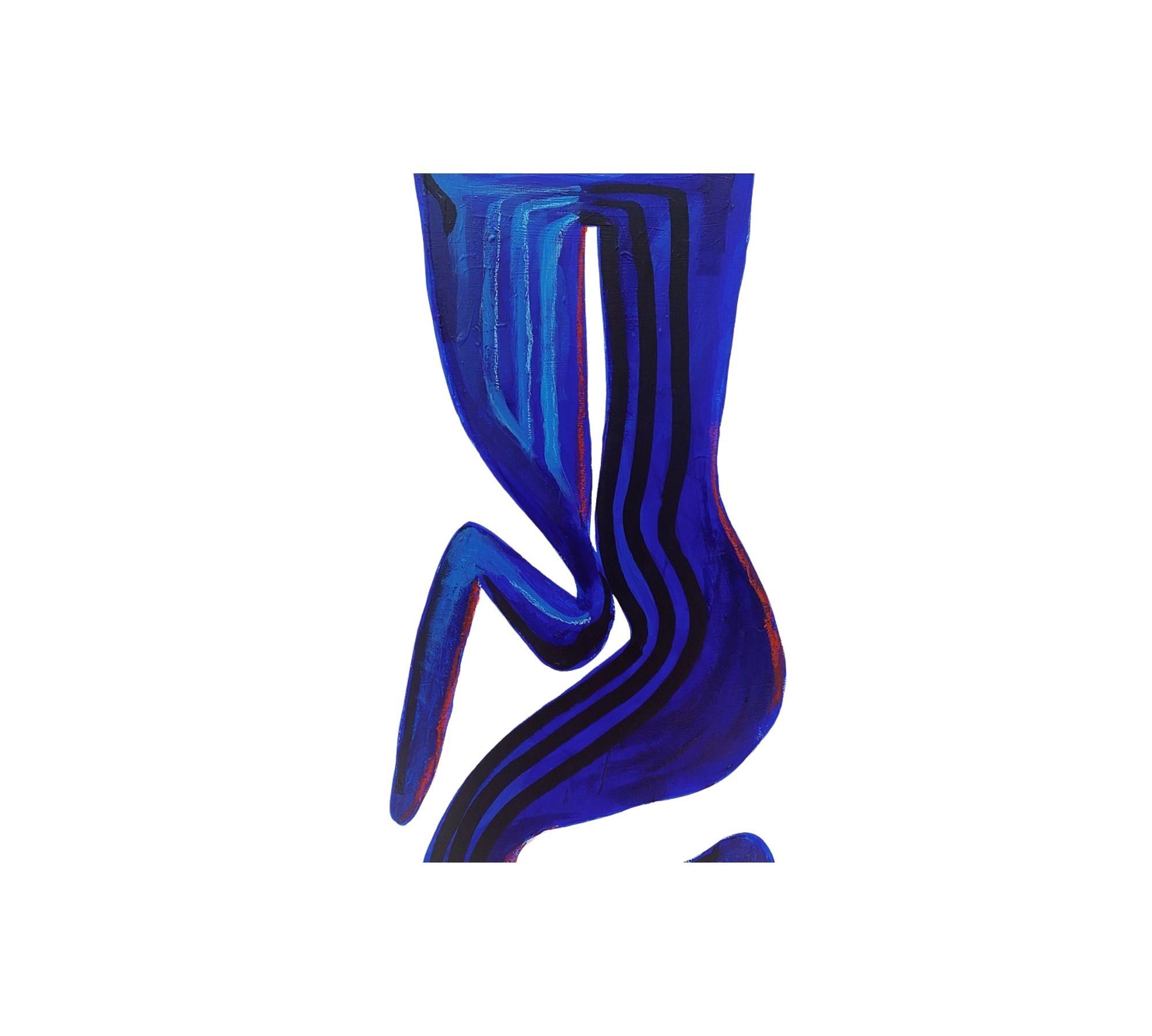 Intuitive body Art print Blue White 1