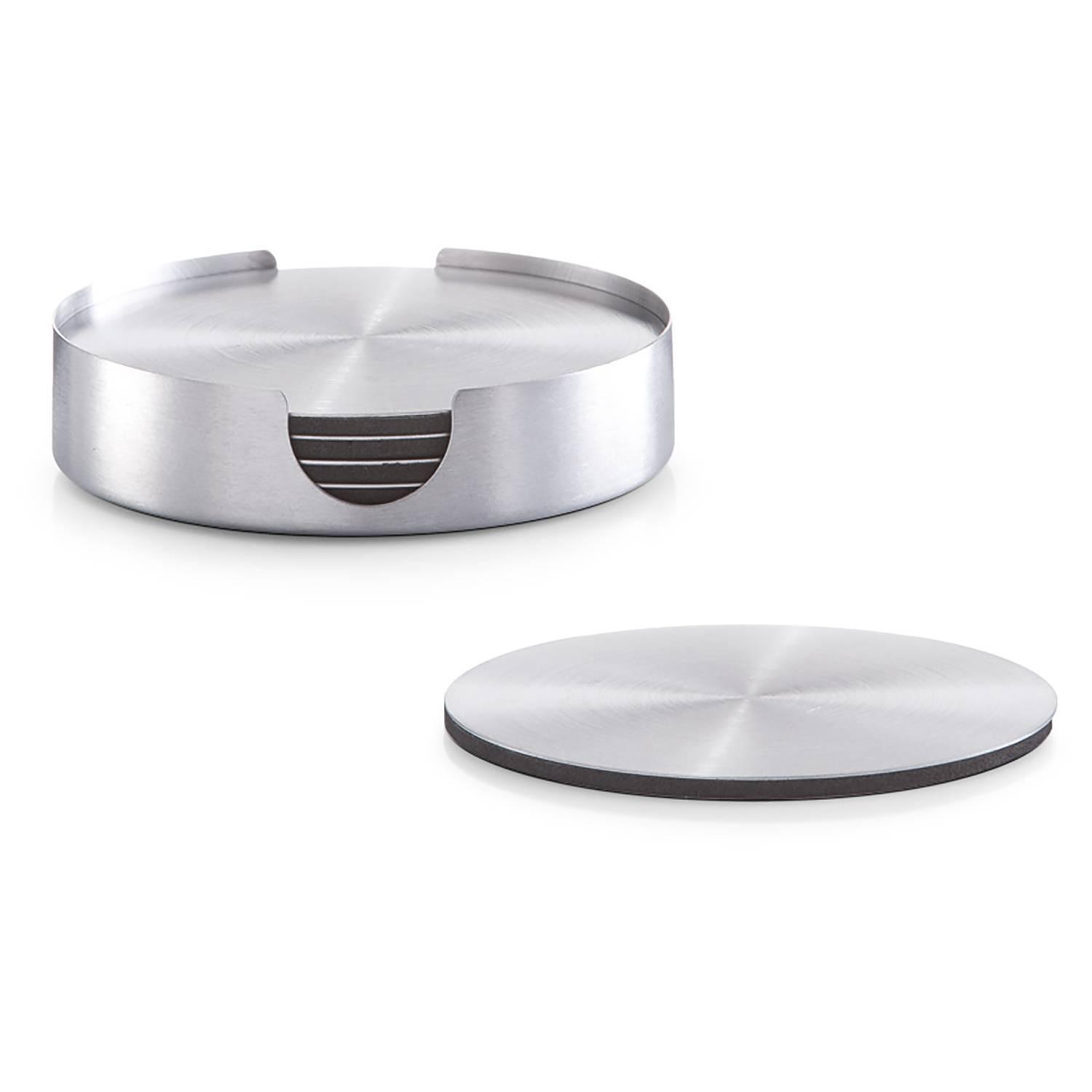 7x Glasuntersetzer Edelstahl Silber Ø 10cm 0