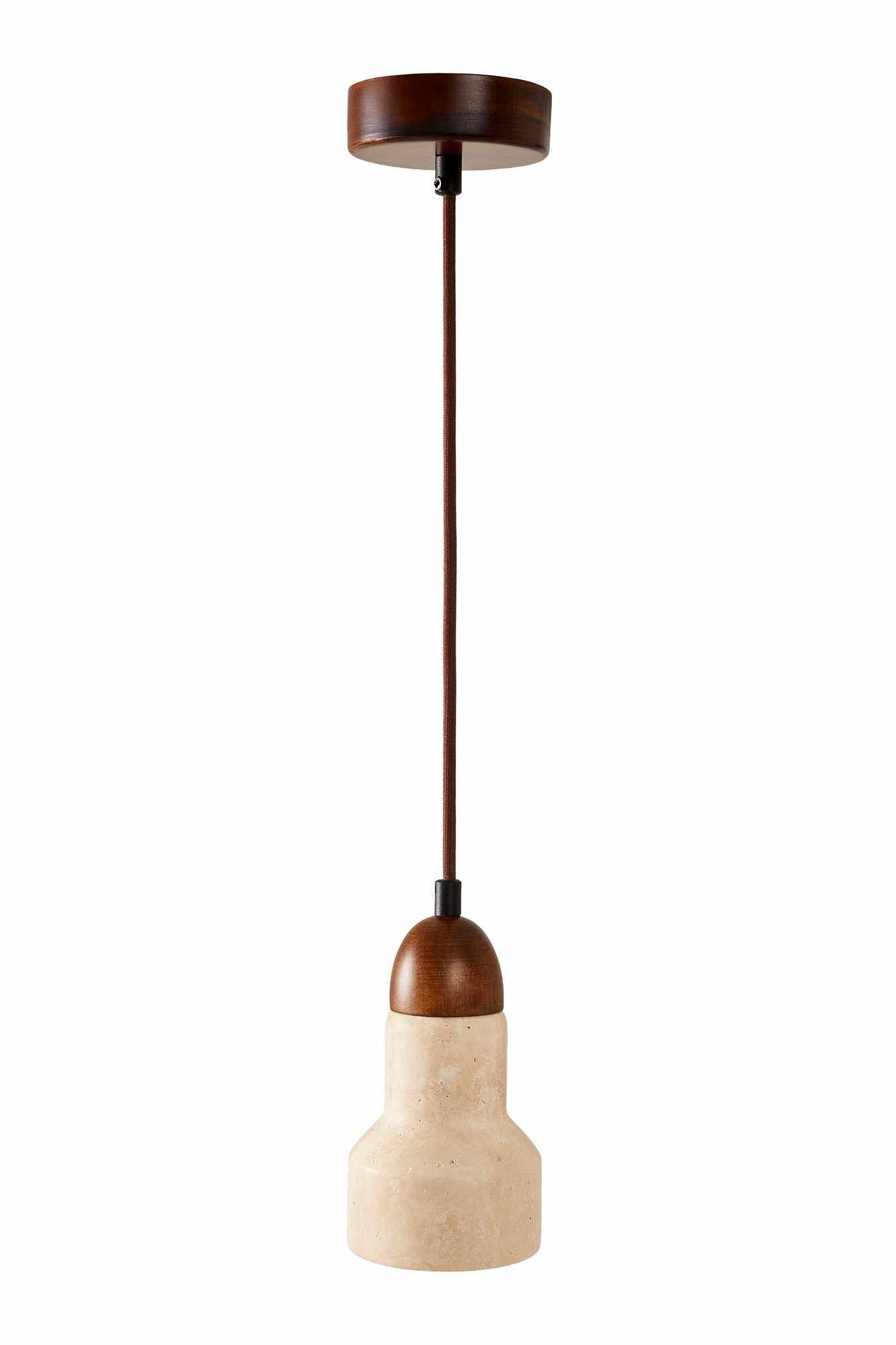 Swis Pendant Light Travertine Walnut Wood Brown 4