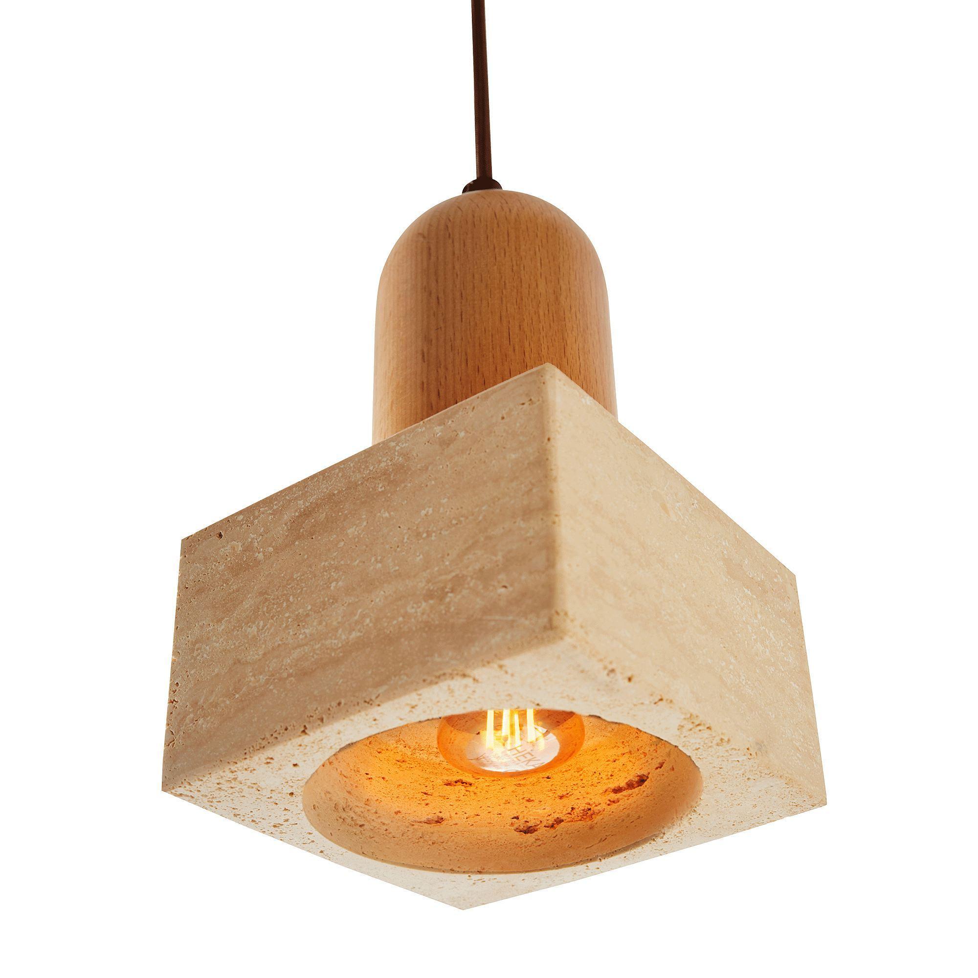 Suala Pendant Light Oak Wood Travertine Natural 7
