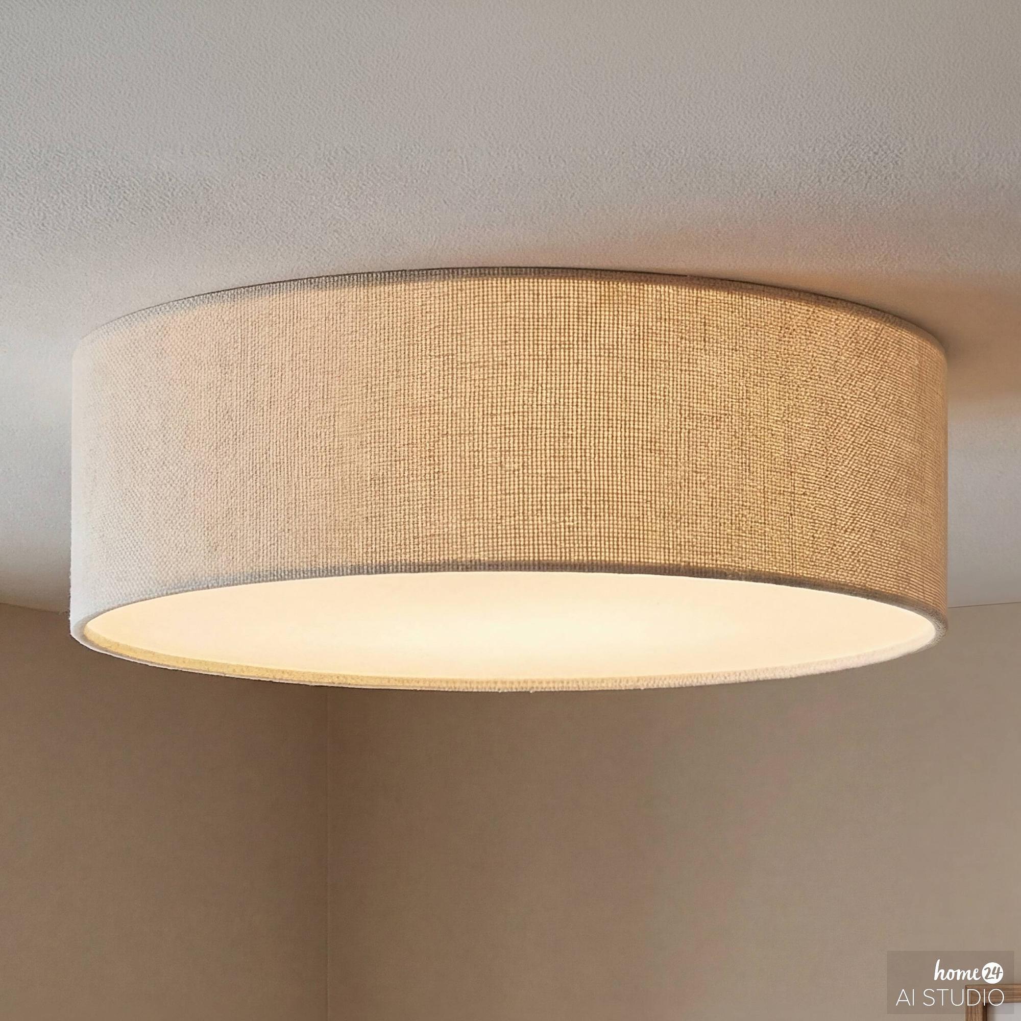 Aurao Deckenleuchte 2-flammig Leinen Eisen  0