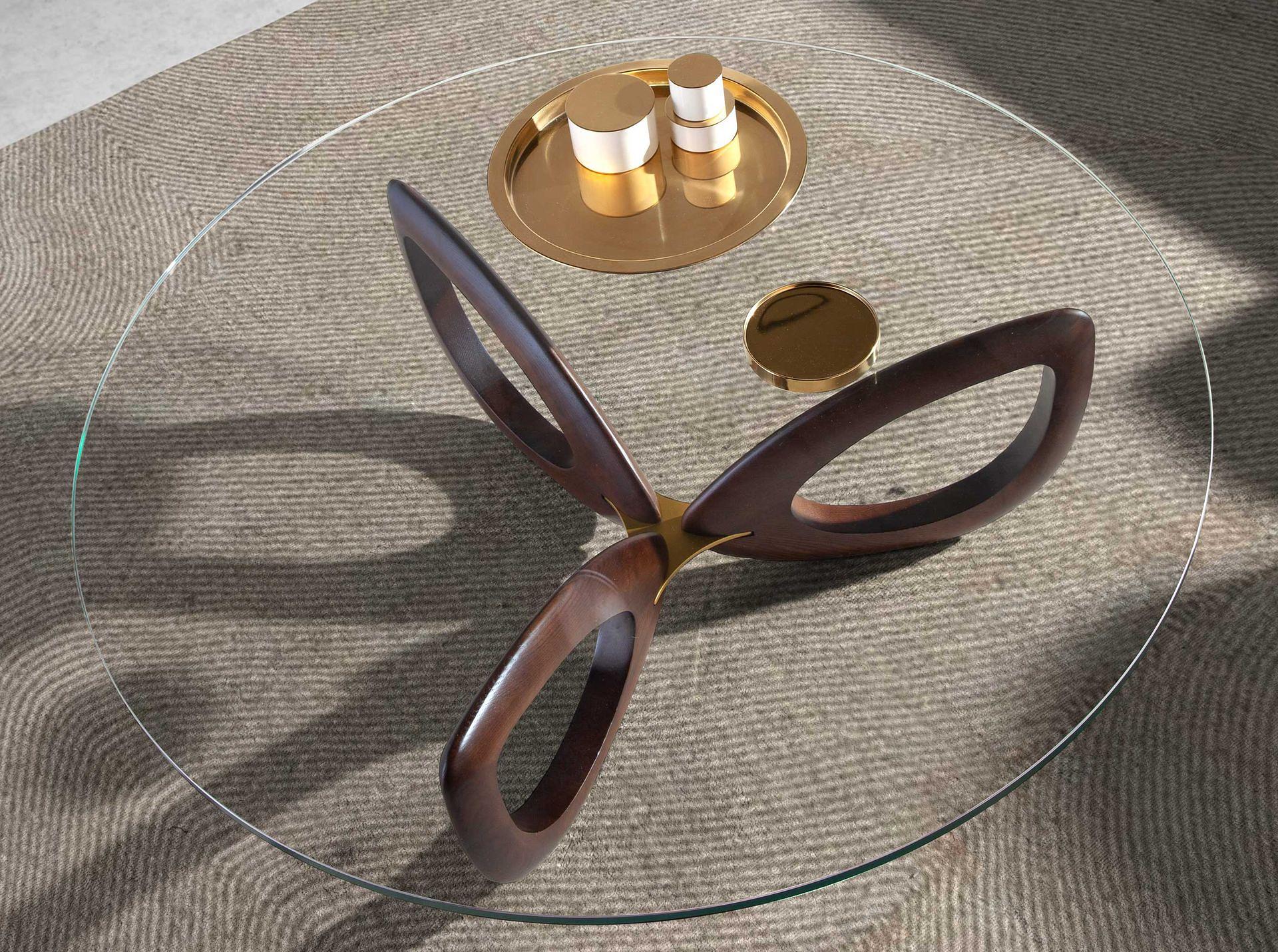 Runder Couchtisch Glas Braun 2