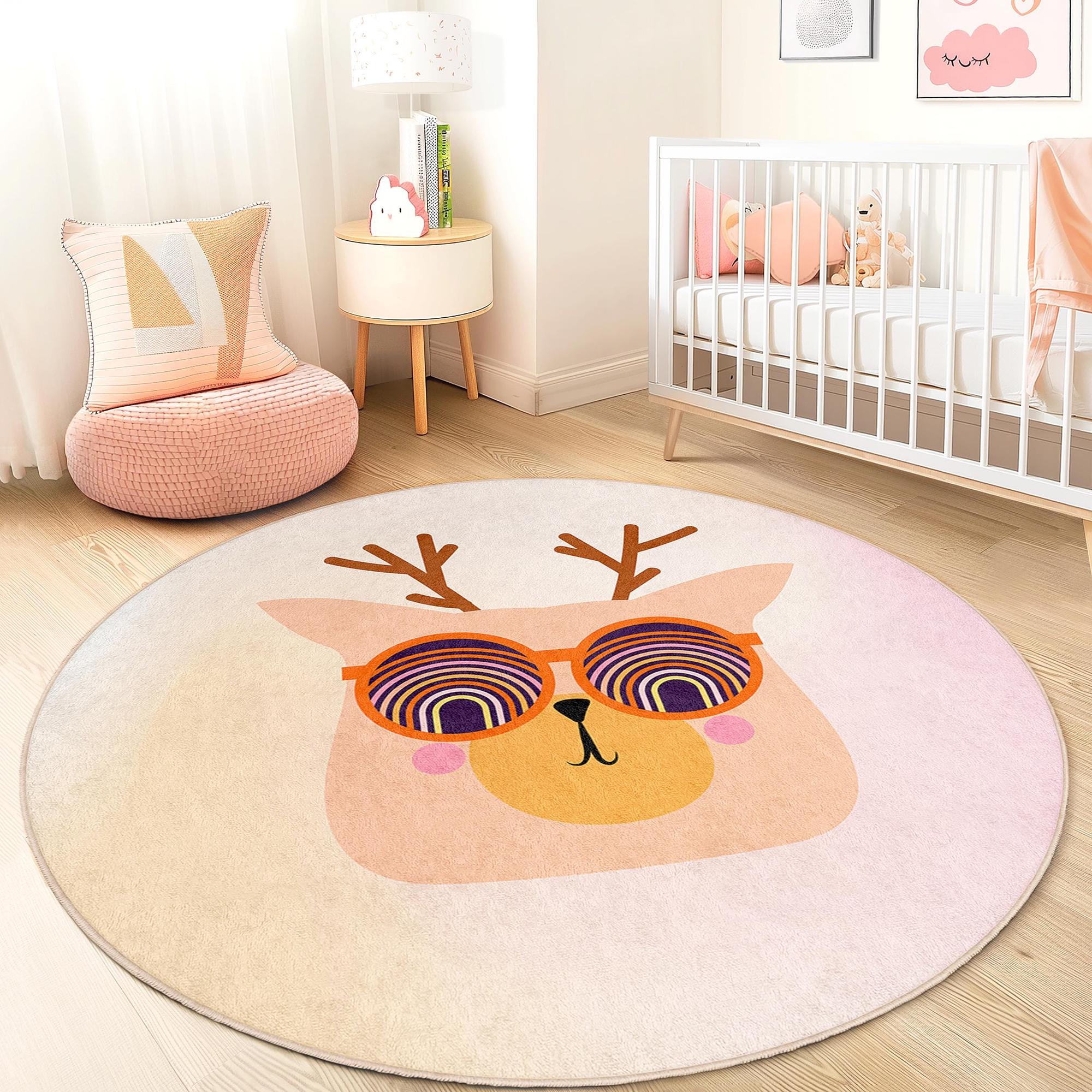Cartoon design children's rug Multicolor Ø120 cm 1