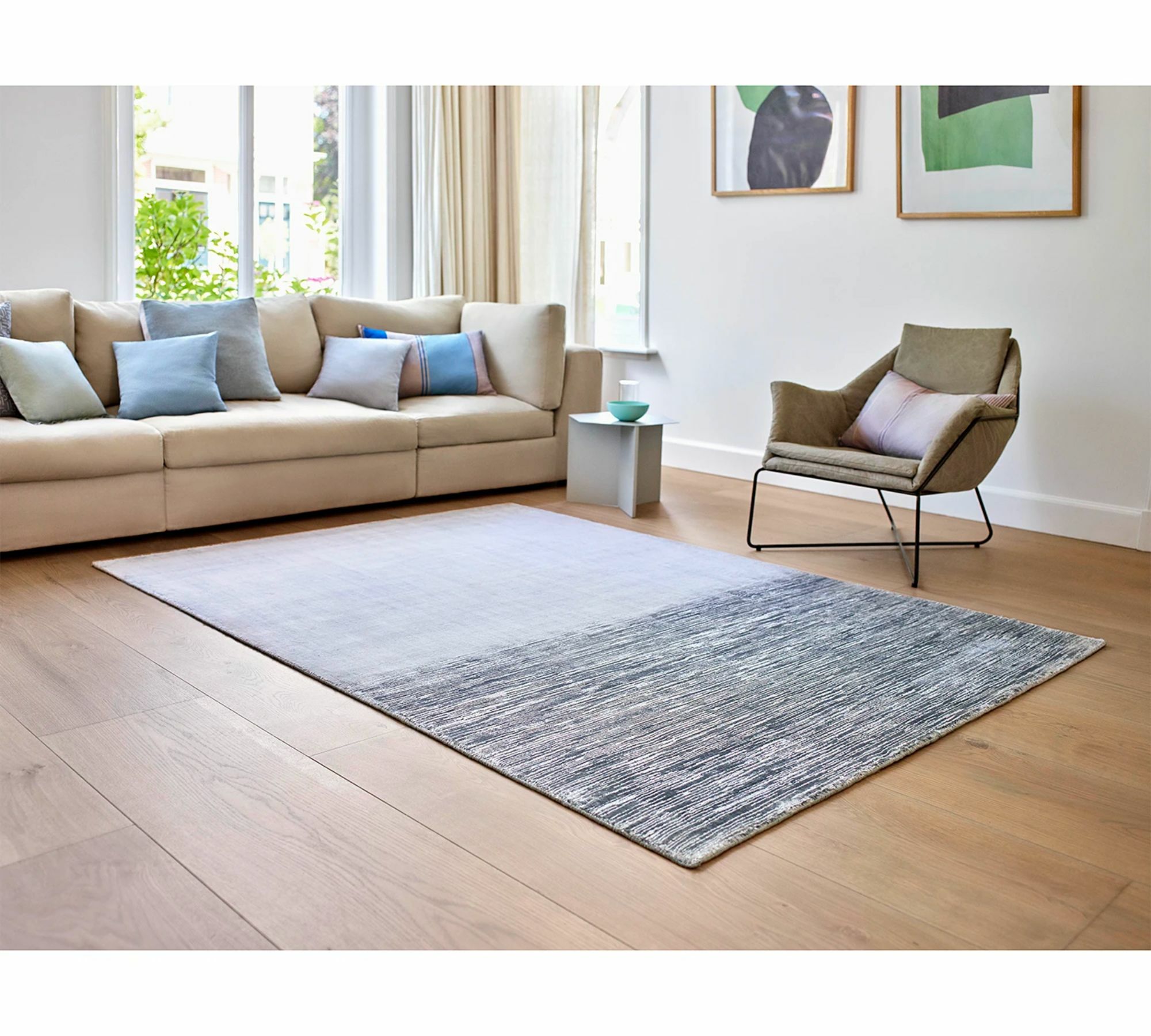 Kurzflorteppich Kunstfaser Lila Grau 60 cm x 100 cm 1