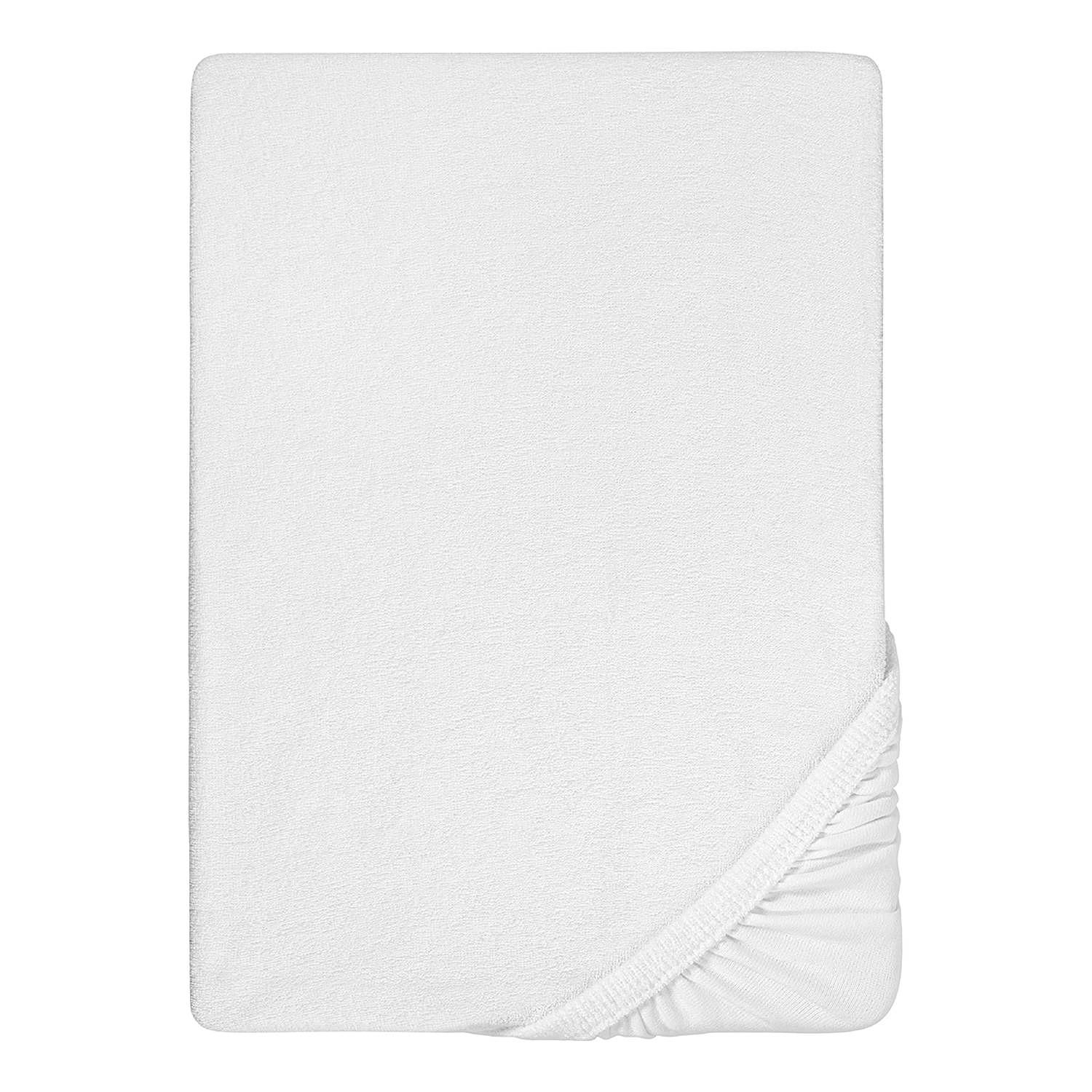 Frottee-Stretch-Spannbettlaken Weiß 140-160x200cm 0