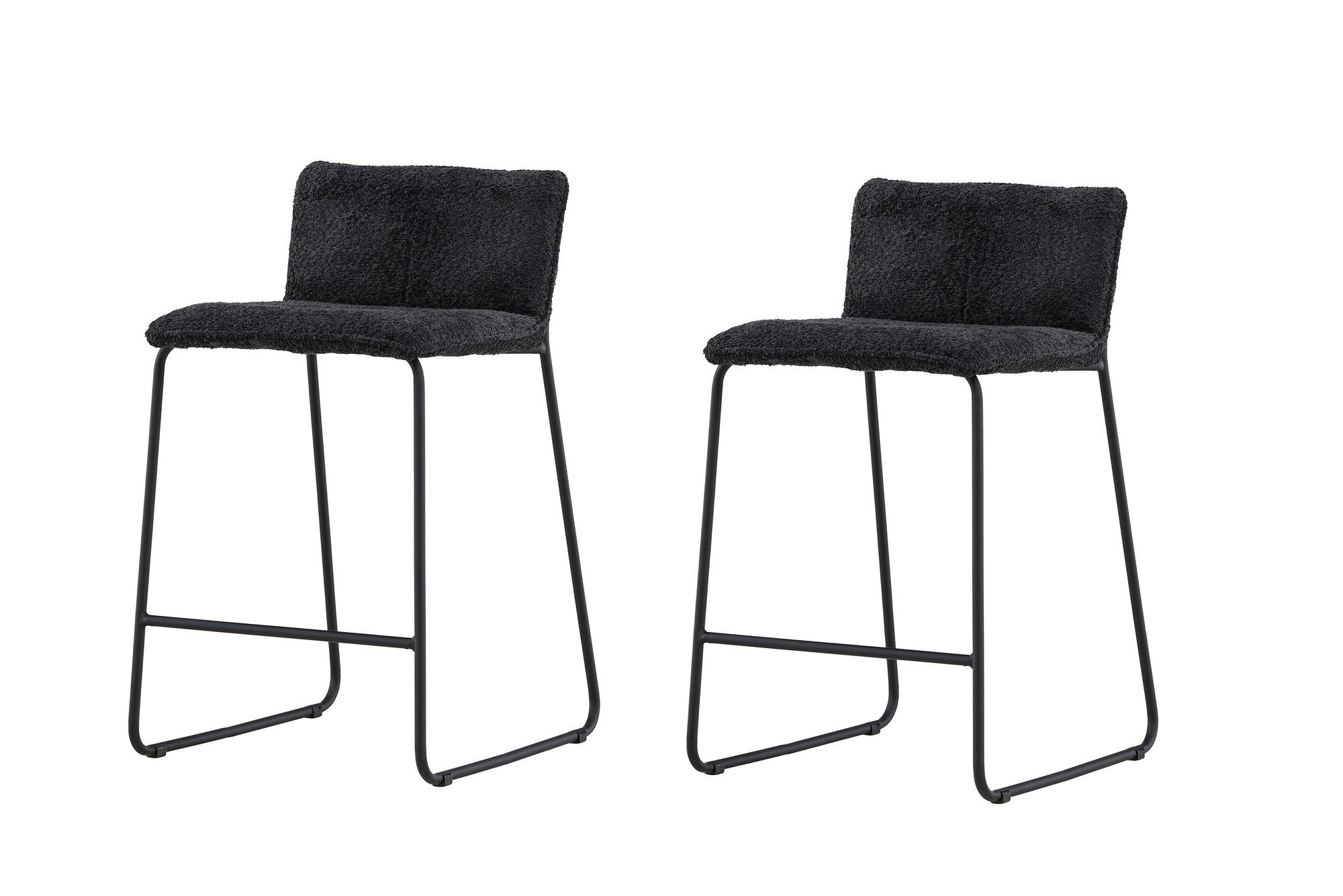 2x Bisbee Barstuhl-Set Bouclé Schwarz 1