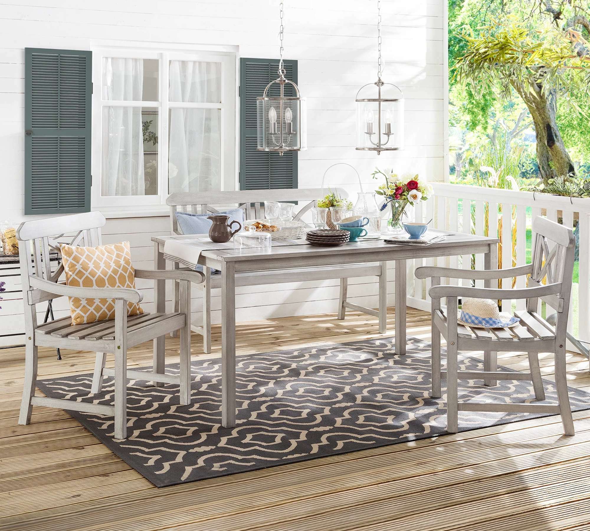 Gartenbank Holz Grau 6