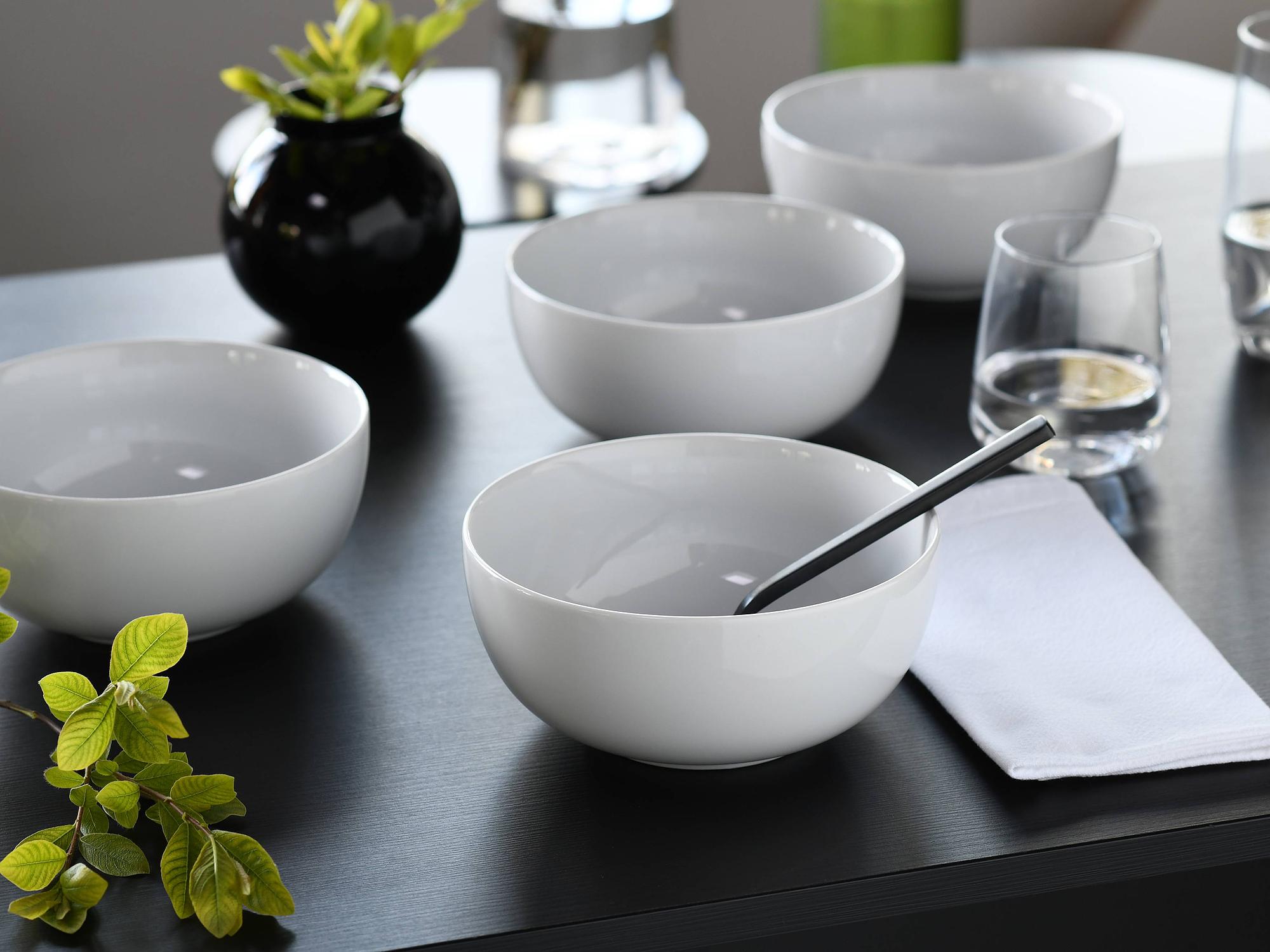 4x Bowl Porcelain White 4