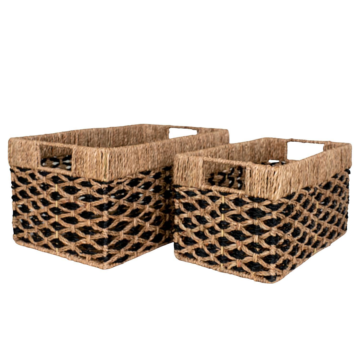2x Aufbewahrungskorb Salat Seegras Braun Schwarz 2