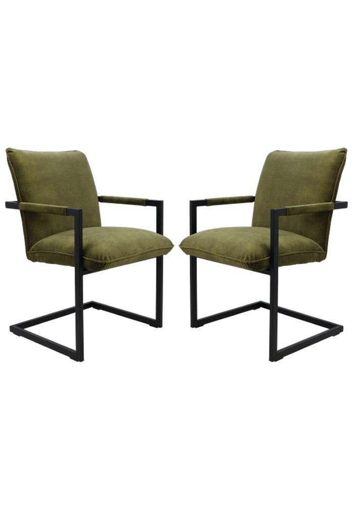 2x Boston Esszimmerstuhl Textil Metall Grün 0