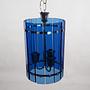 Lampada a sospensione in vetro blu anni '70 2