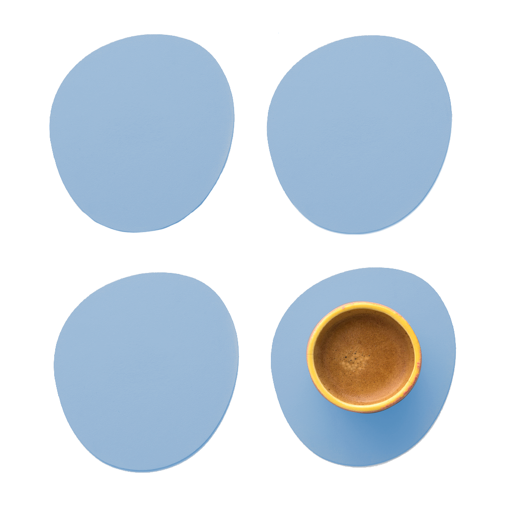 4x Stone Sottobicchieri 100% pelle riciclata Azzurro 0