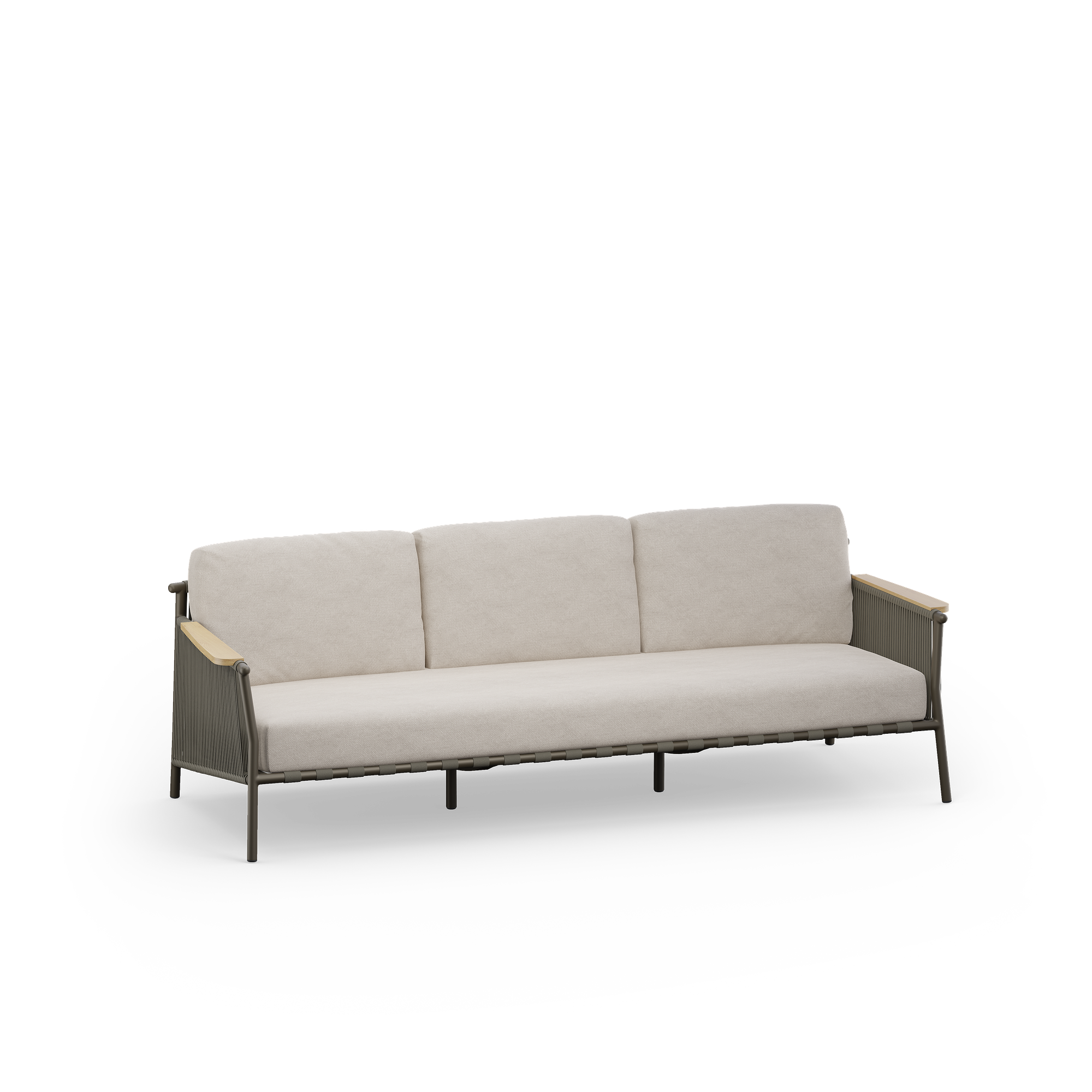 SCOOP Lounge Sofa 3-Seater Lava Aluminum Brown Cushions Beige 0