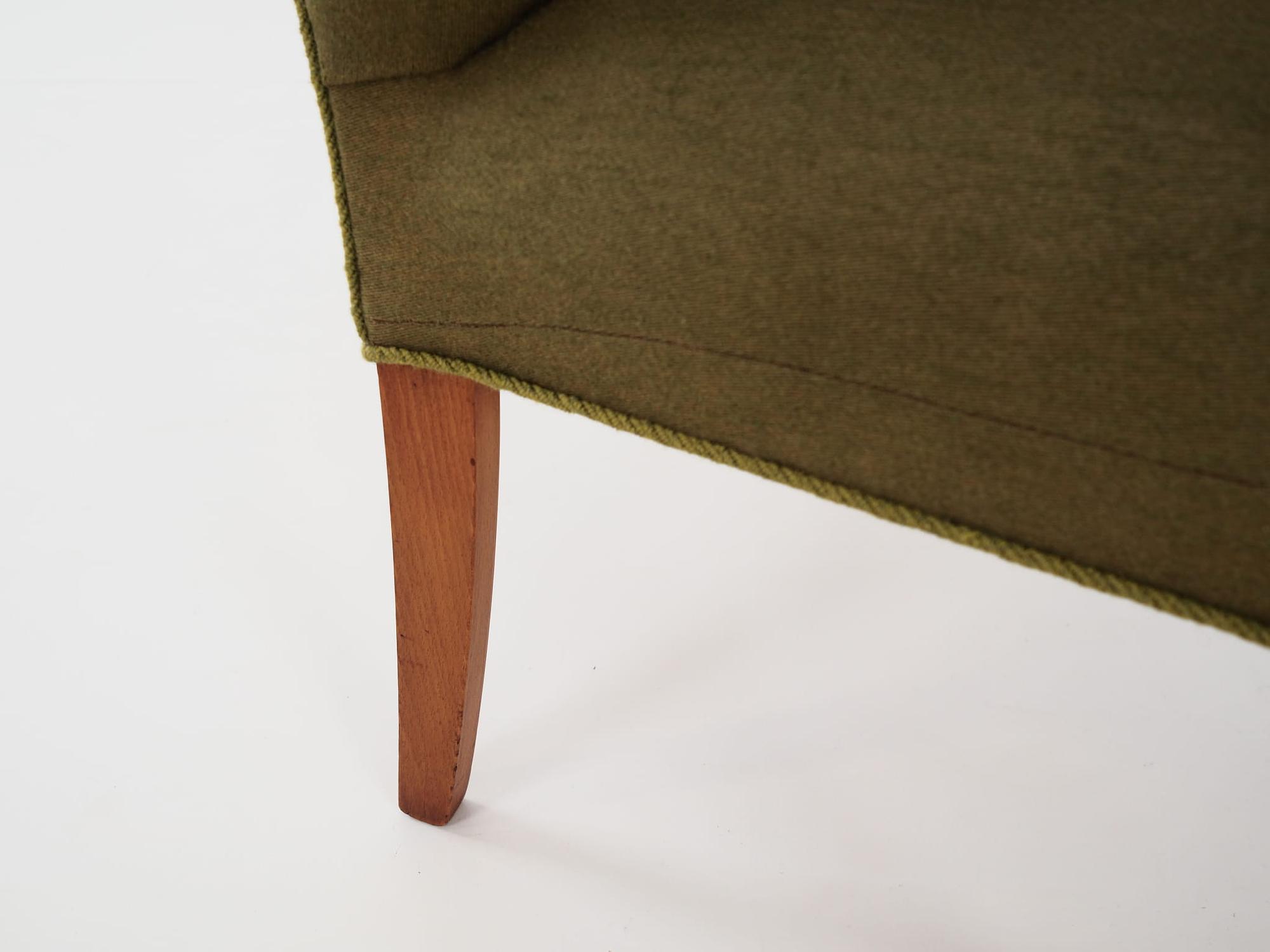 Vintage chair teak wood textile green 1960s 11