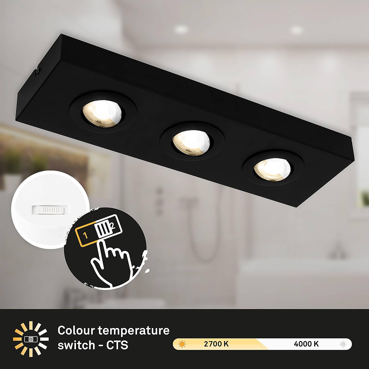 Morco LED-Deckenleuchte Aluminium Schwarz 3-flammig 3
