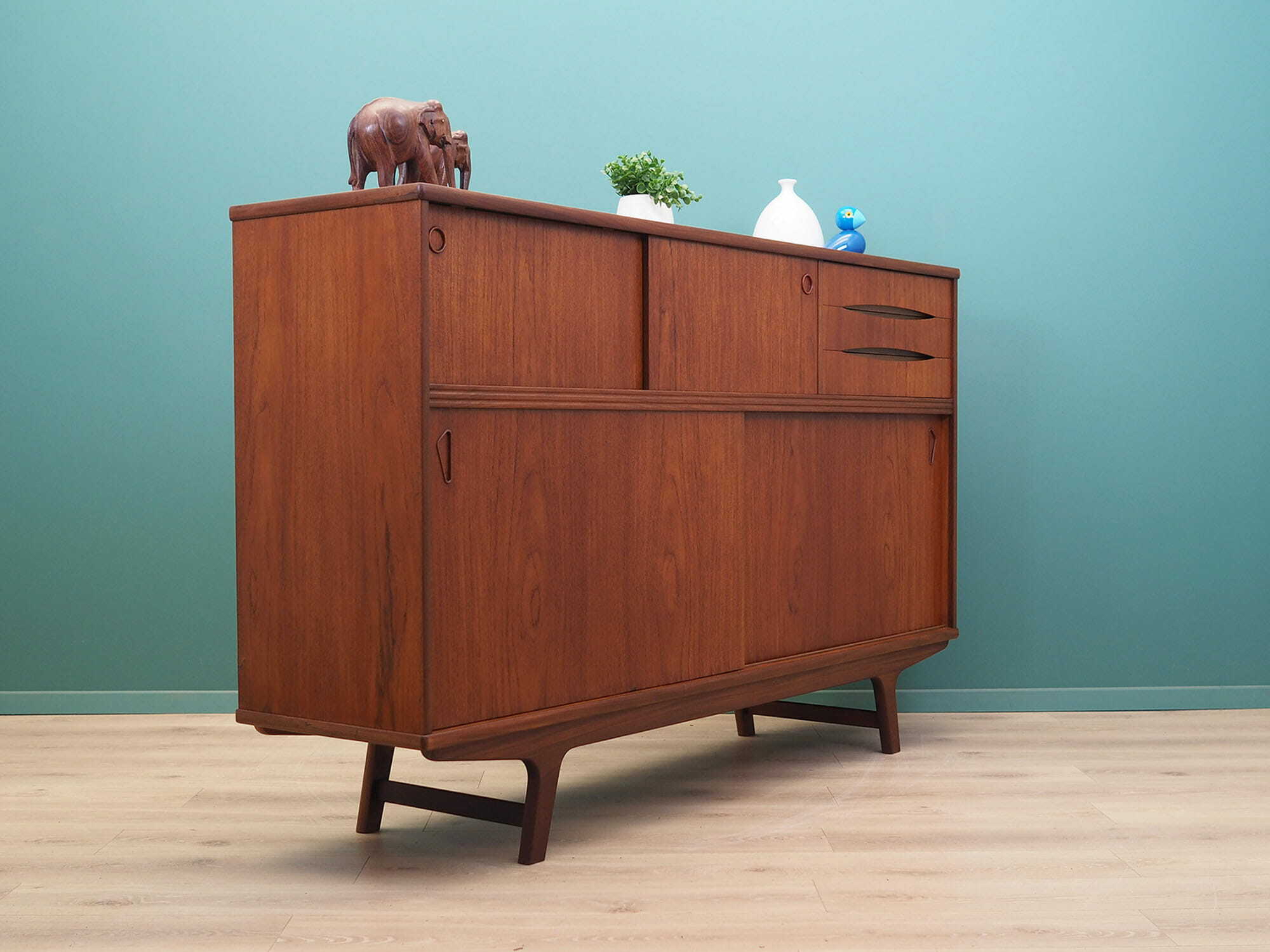 Vintage Highboard Teakholz Braun 1960er Jahre 5