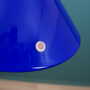 Vintage Pendant Lamp Glass Metal Blue 1970s 3