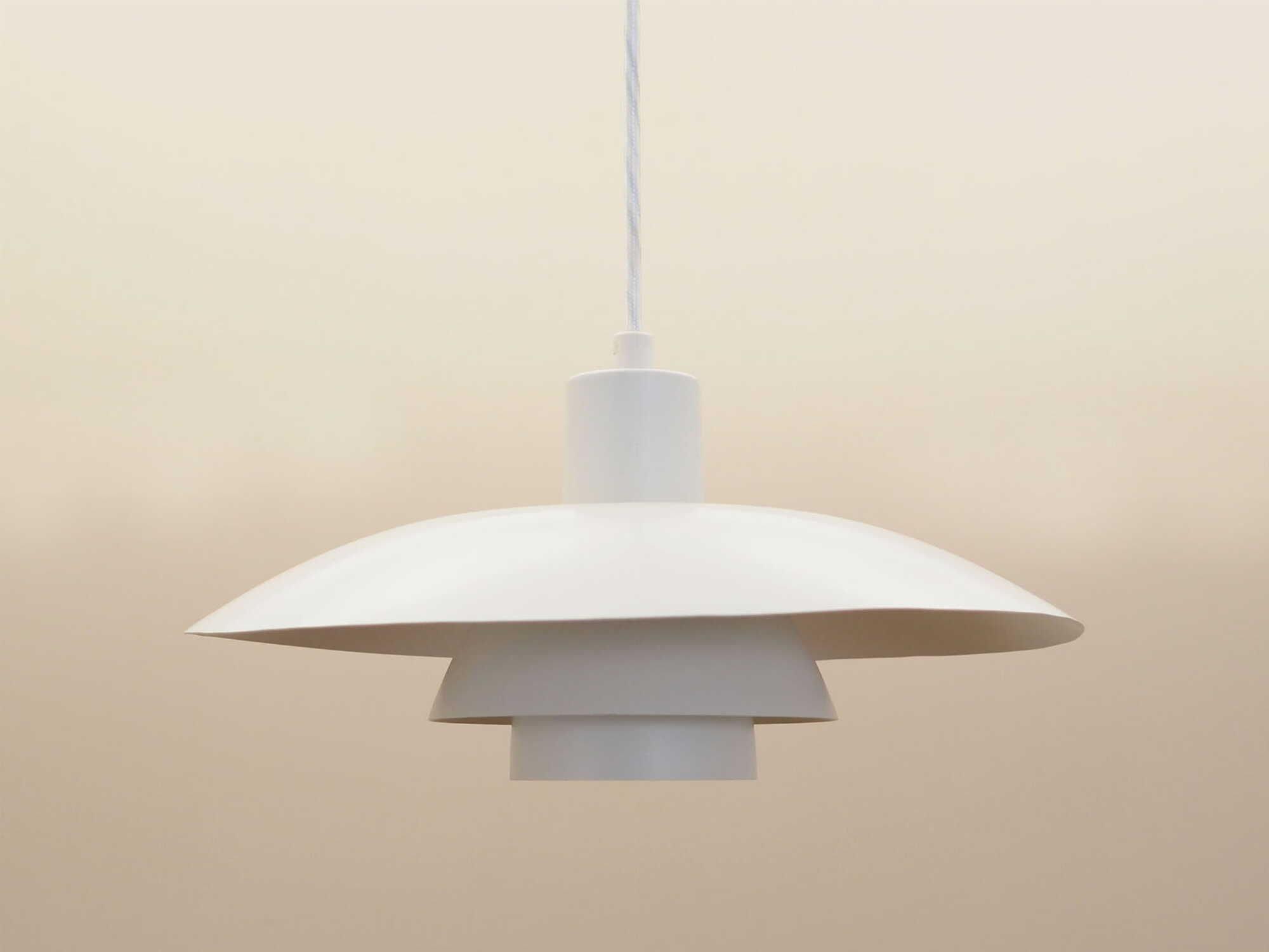 Vintage Pendant Lamp Metal White 1960s 1