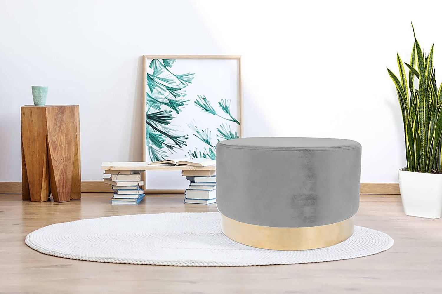Hocker Nano Samt Grau 2