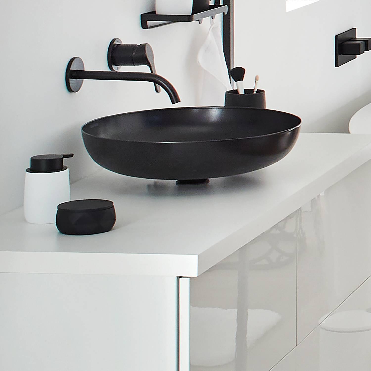 Wattedose Crackle Jar Polyresin Schwarz 4