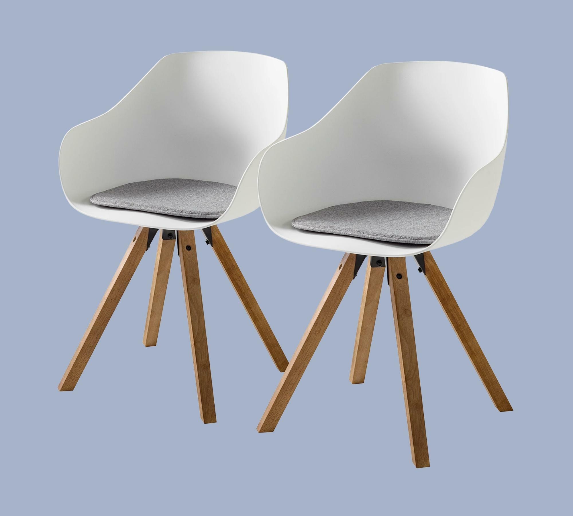 2x Armlehnstuhl Gummibaum massiv Weiß 0