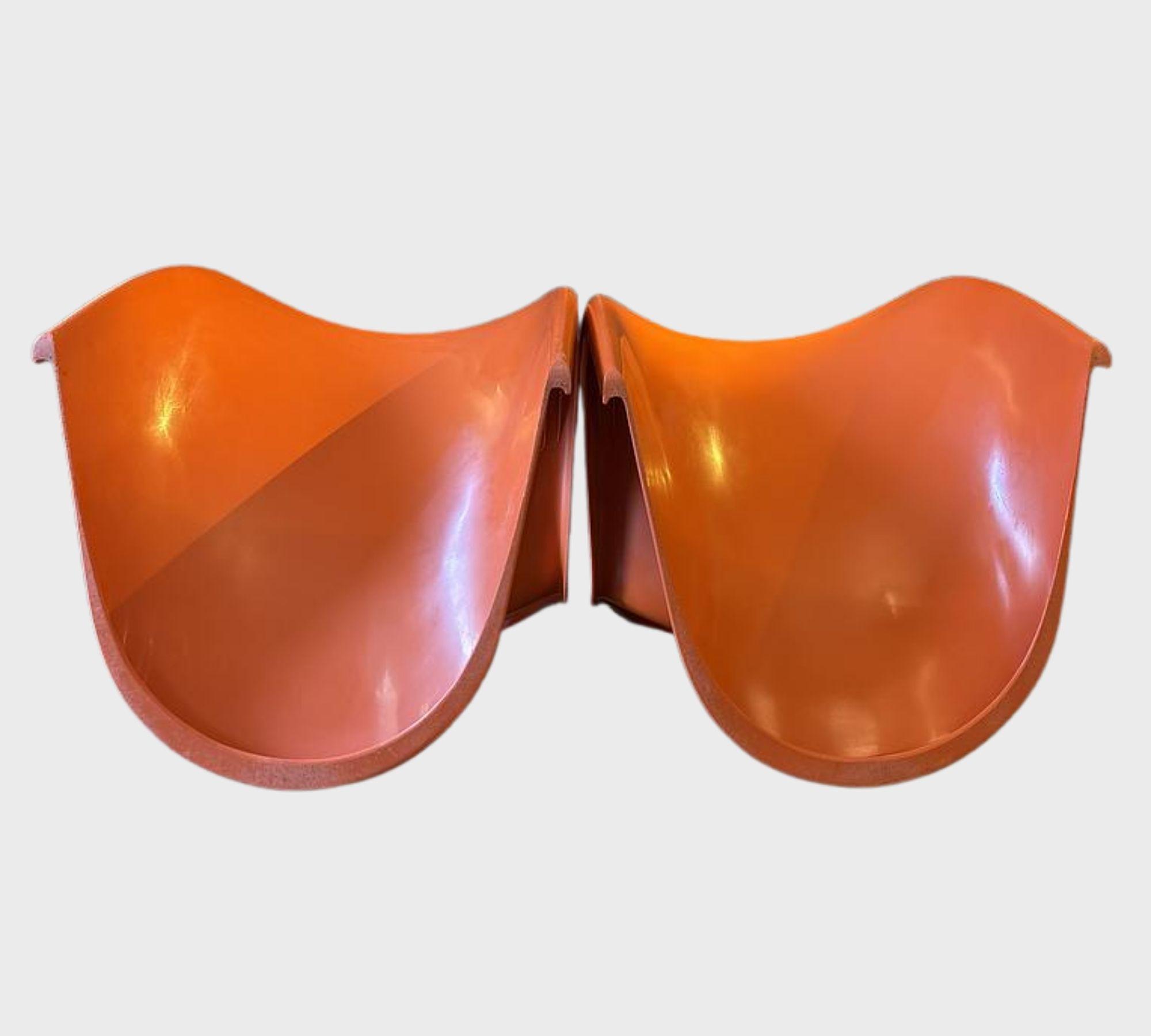 2x Vintage Panton Chair Orange 1970er Jahre 6