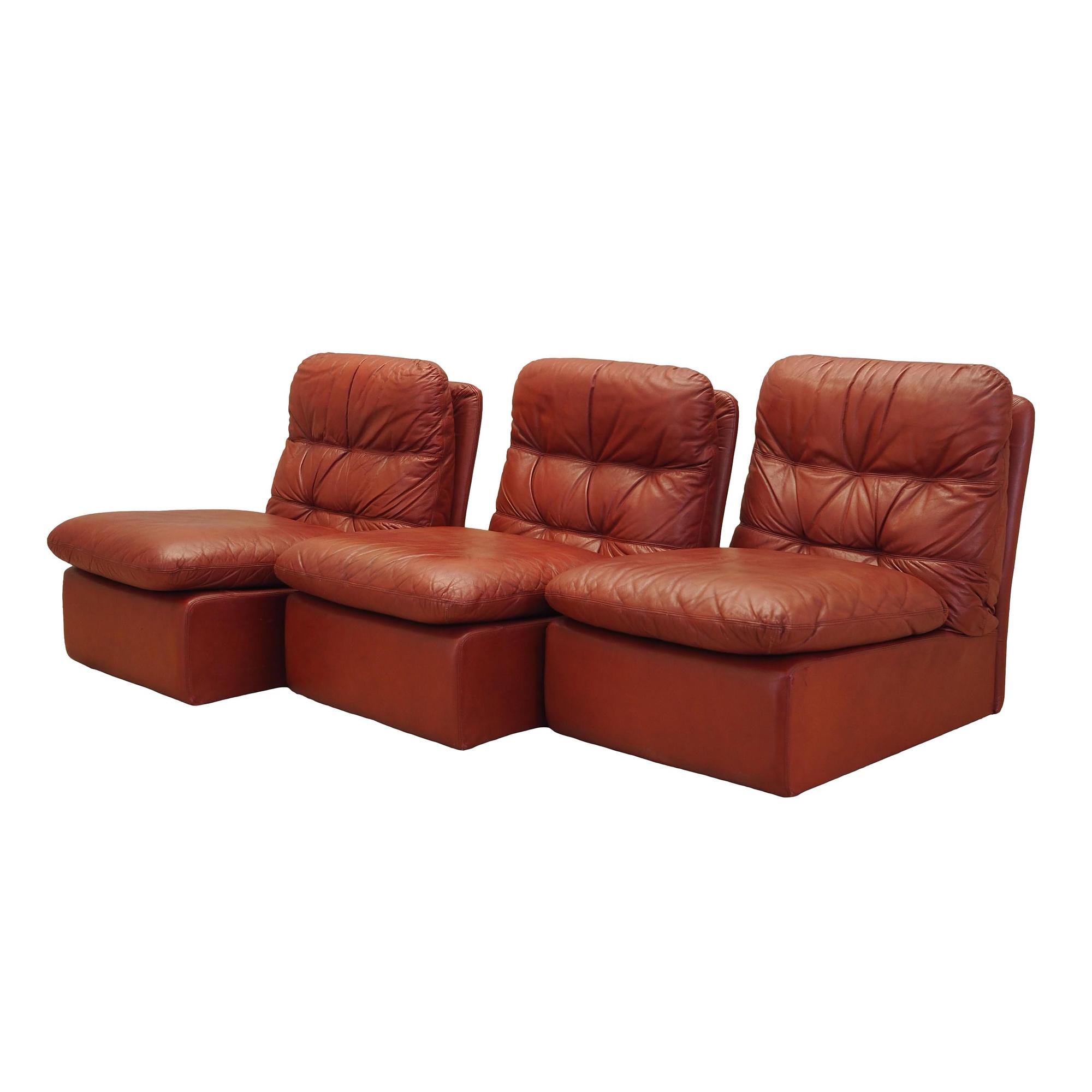 Modular Sofa Leather Brown 1960s 0