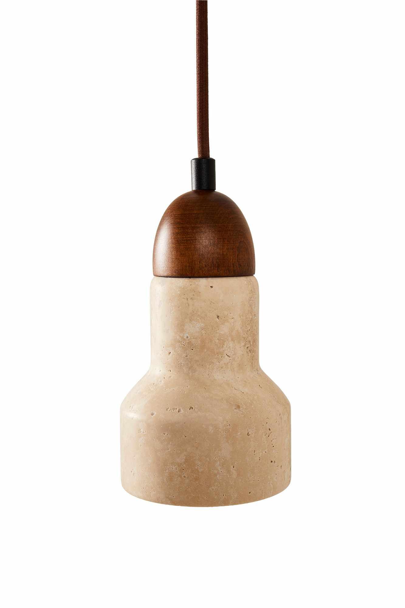 Swis Pendant Light Travertine Walnut Wood Brown 6