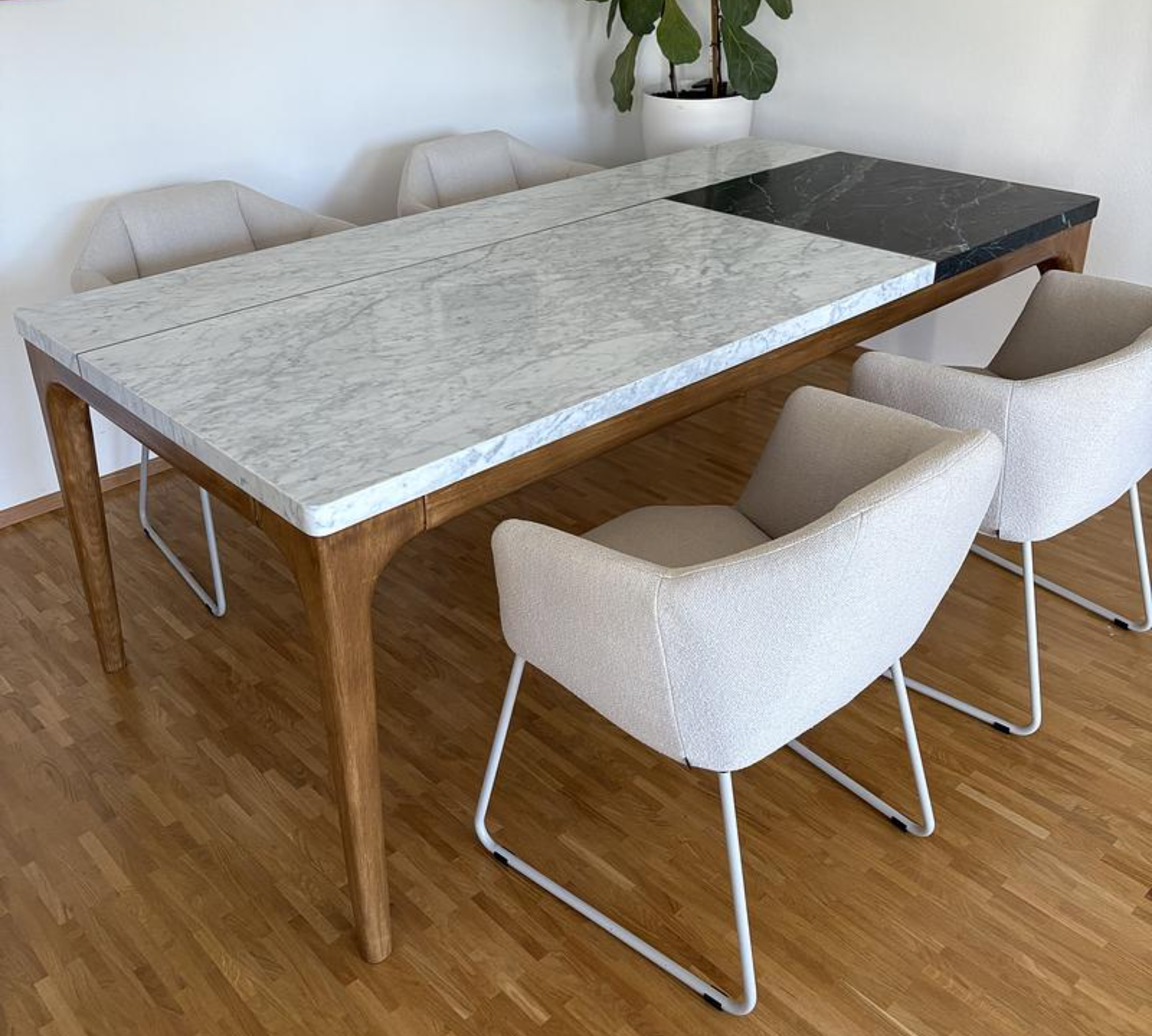 Rechteckiger Tisch Marmor Eichenholz 0