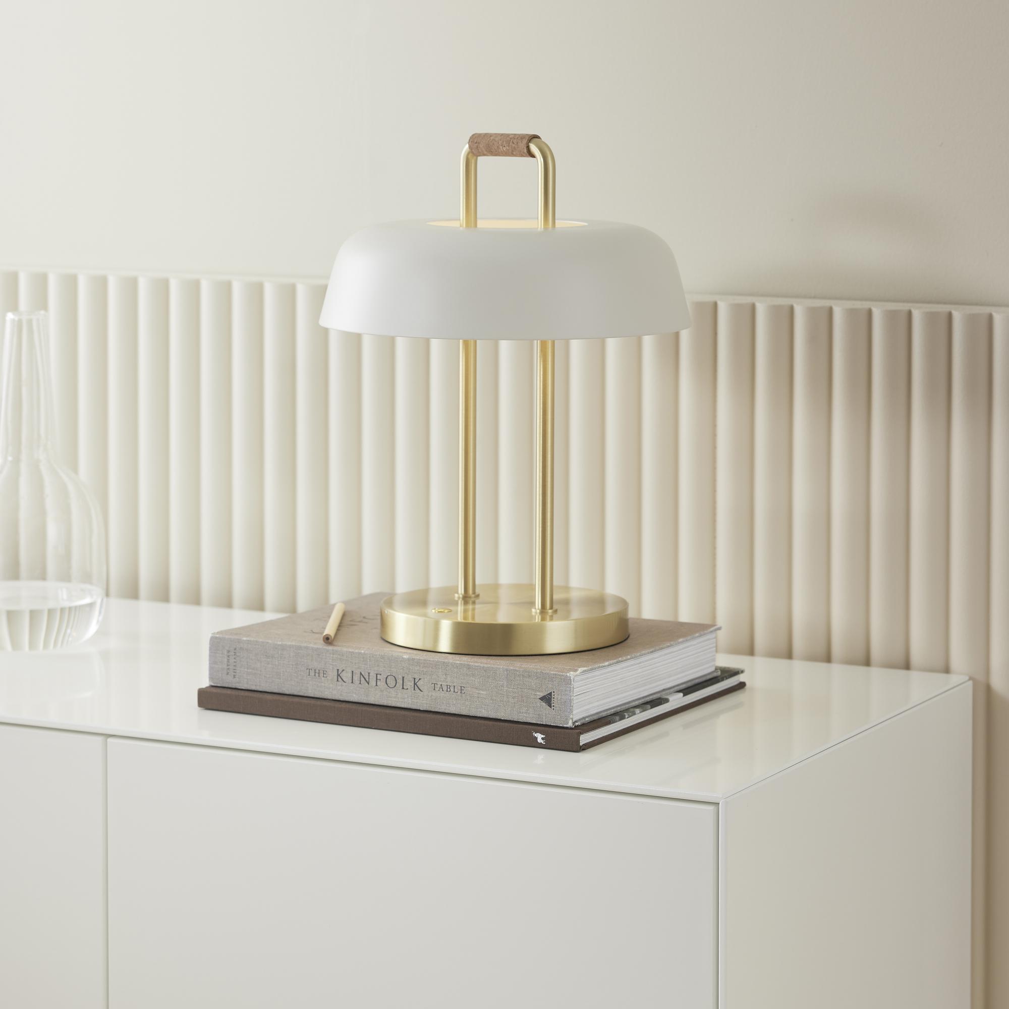 Heim Leuchte Tragbar mit Mini-USB-Anschluss Messing Creme 0