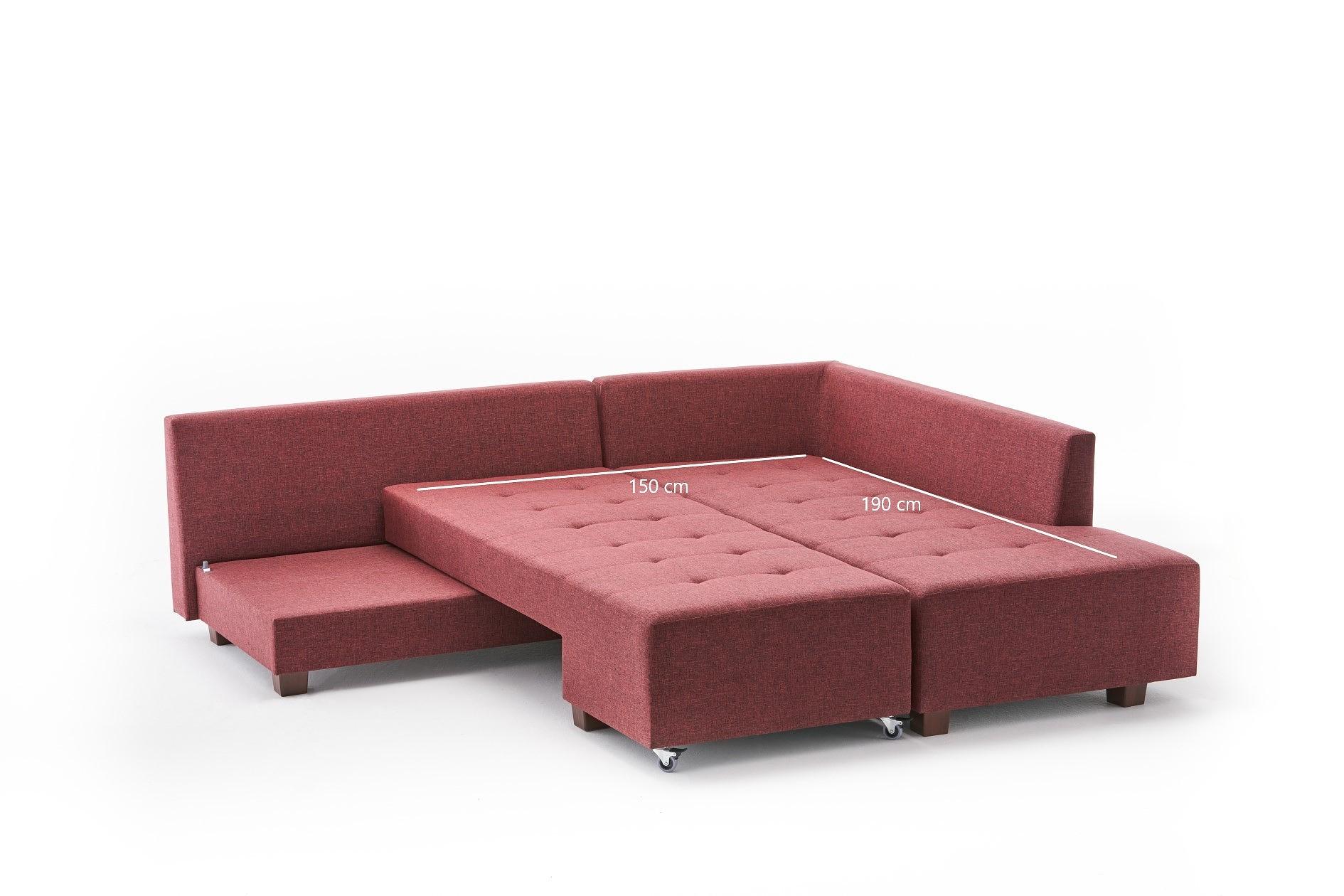 Manama Corner Sofa Bed Right - Claret Red 8