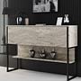 Luxe Sideboard Holz Travertine Schwarz 1