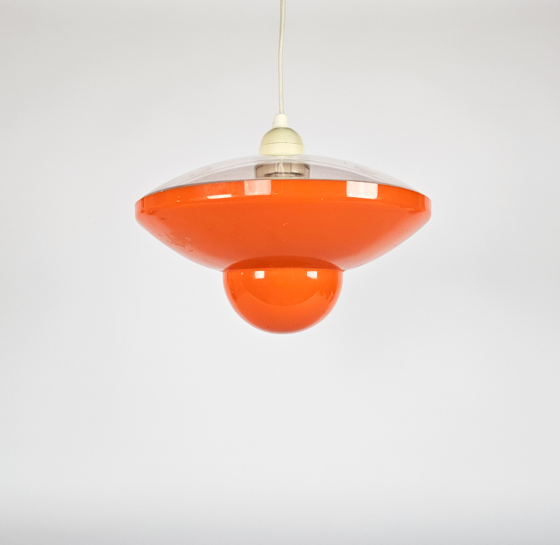 Vintage Ufo Lampe Kunststoff Orange 1970er Jahre 2